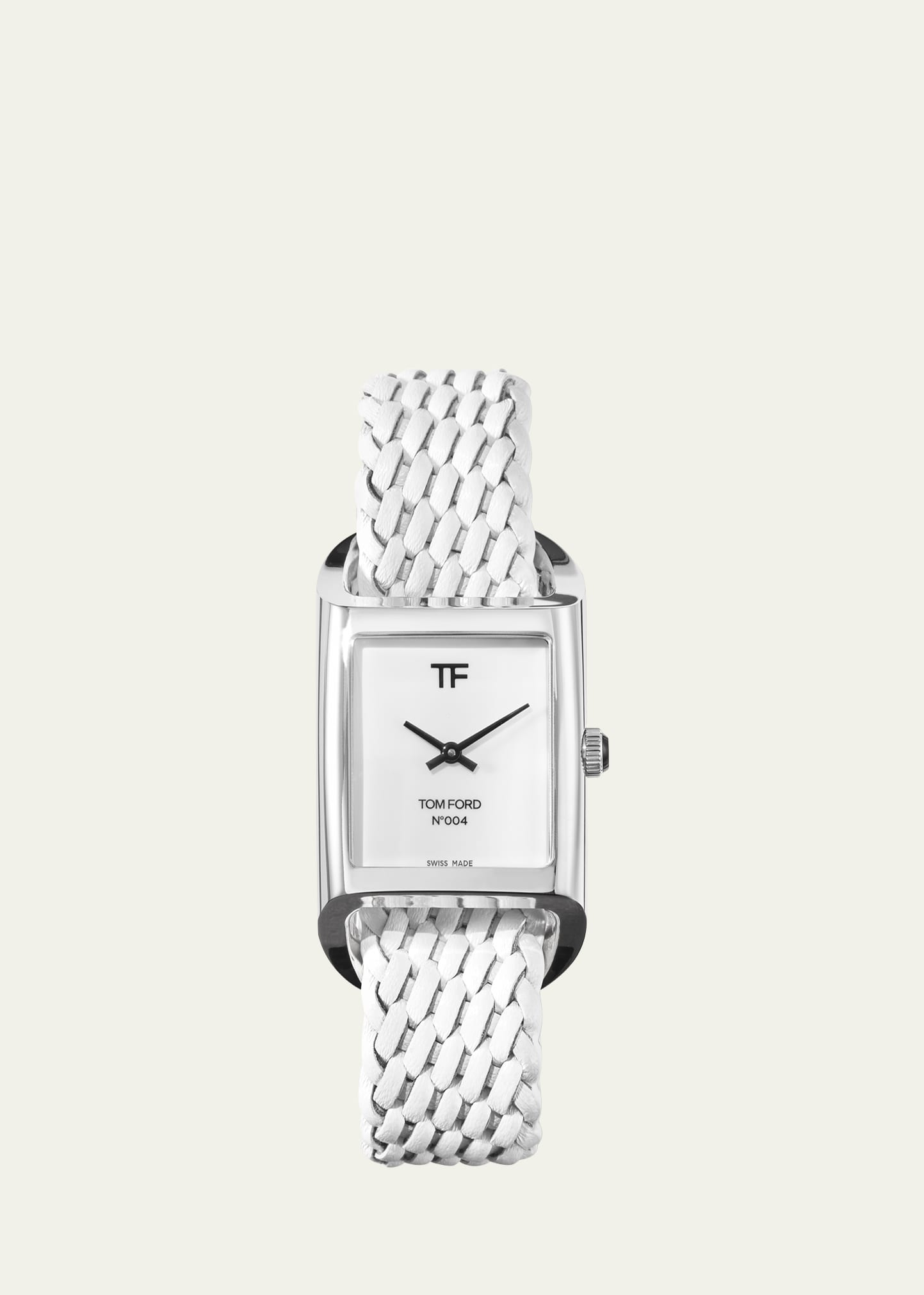 Tom Ford Men's 004 Stainless Steel & Leather Strap Watch In White
