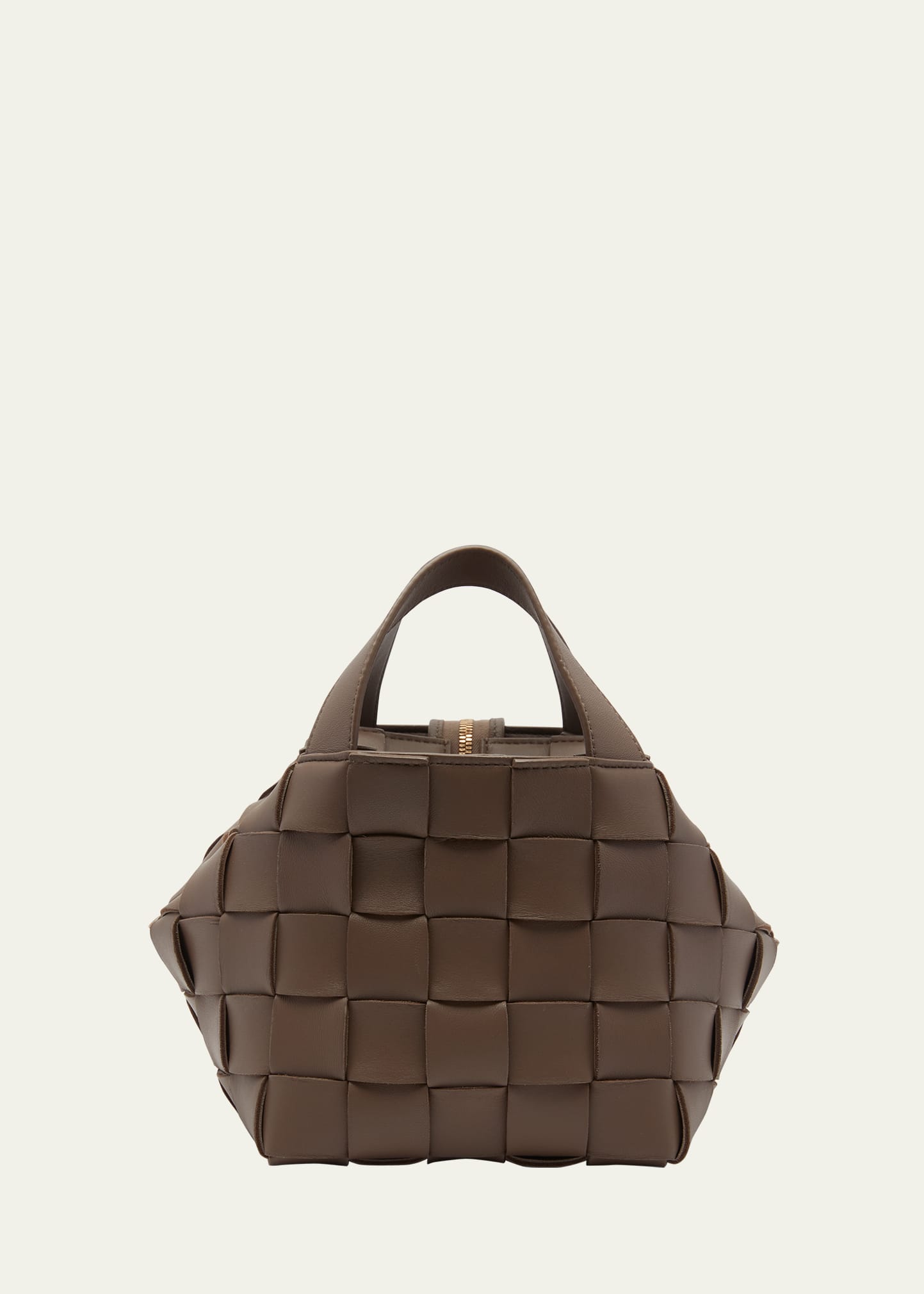 Bottega Veneta Cassette Bowling Medium Top-handle Bag In Taupe Grey-gold