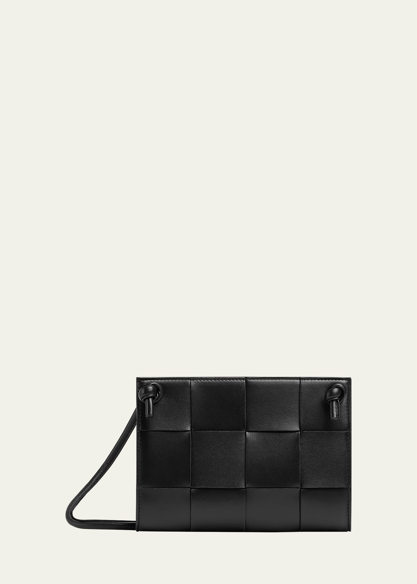 Bottega Veneta Cassette Intreccio Leather Shoulder Bag In Black-gold
