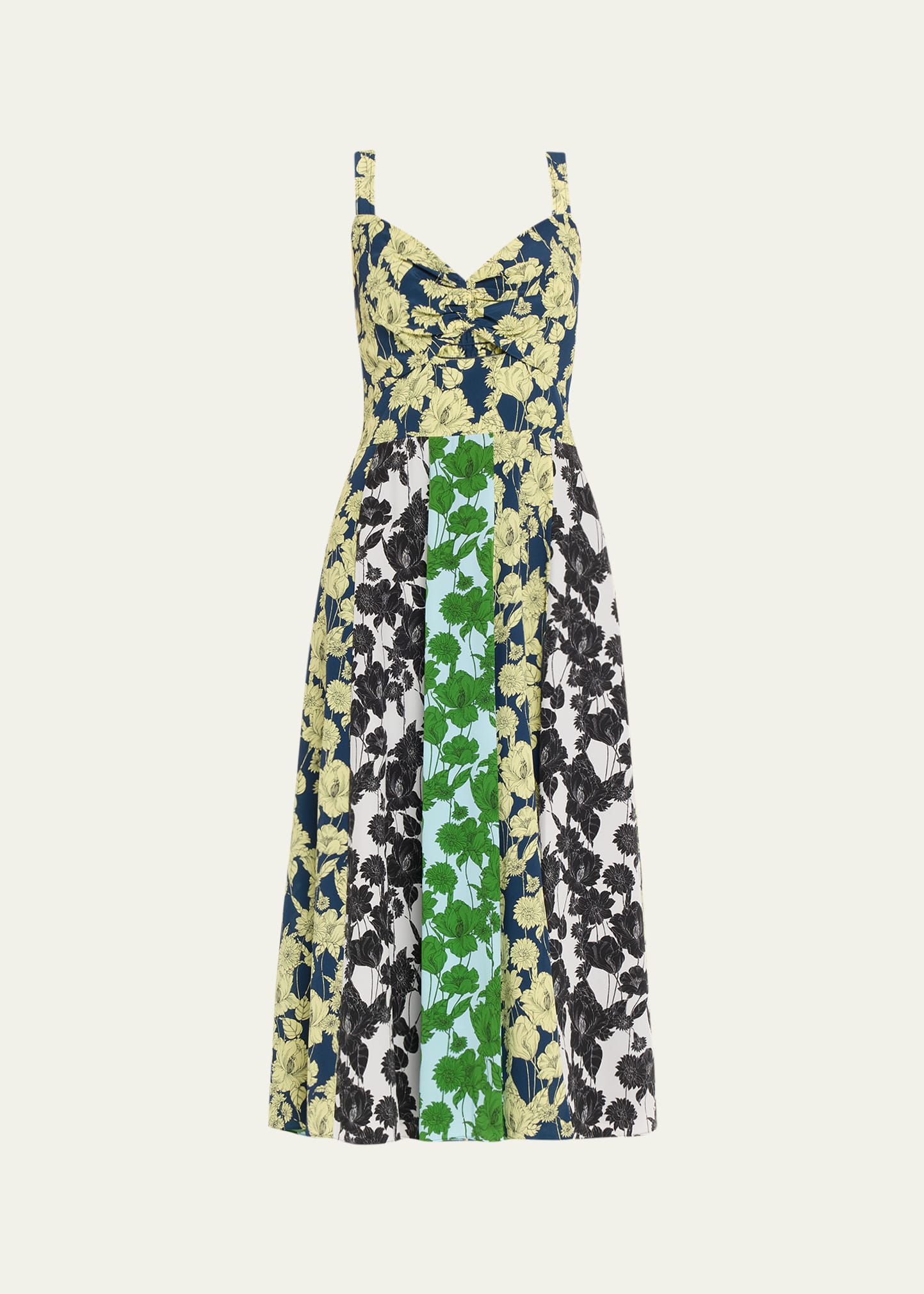 Sleeveless Floral-Print Cutout Midi Dress