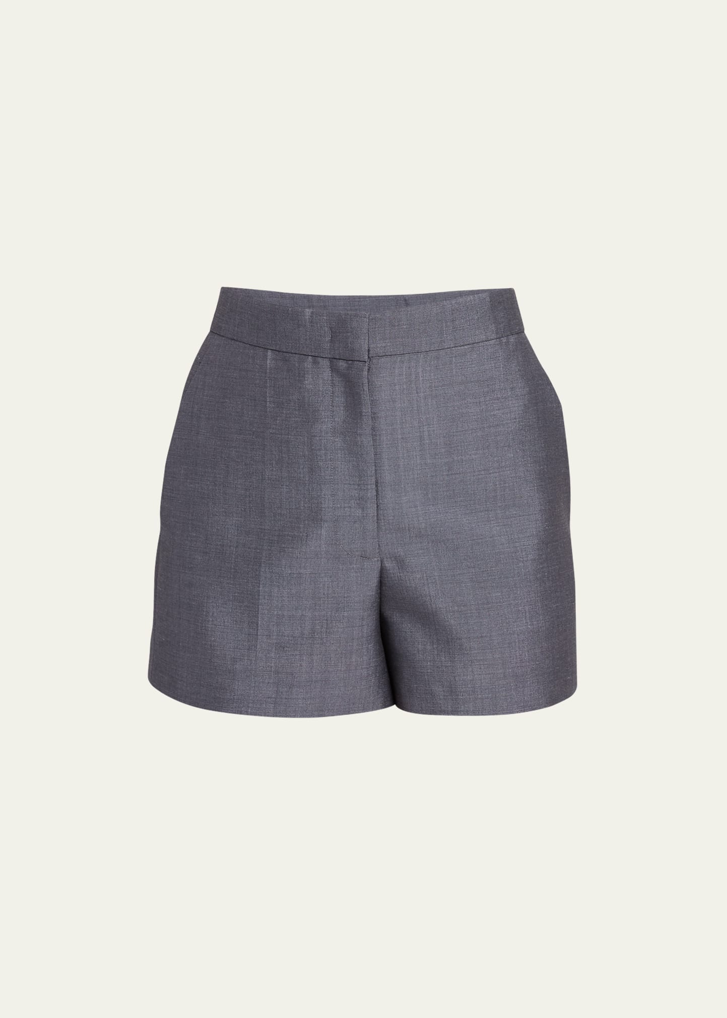 Valentino Solid Mohair Wool Shorts In Dark Grey