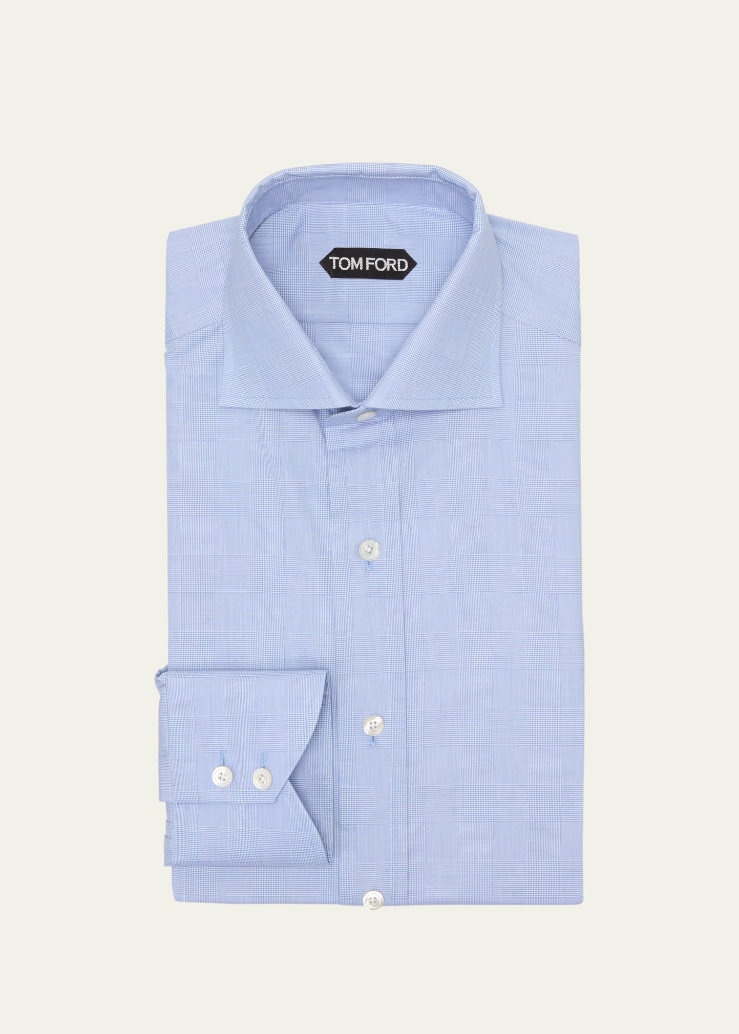 Tom Ford Slim-fit Micro-check Barrel-cuff Dress Shirt, Blue In Denim