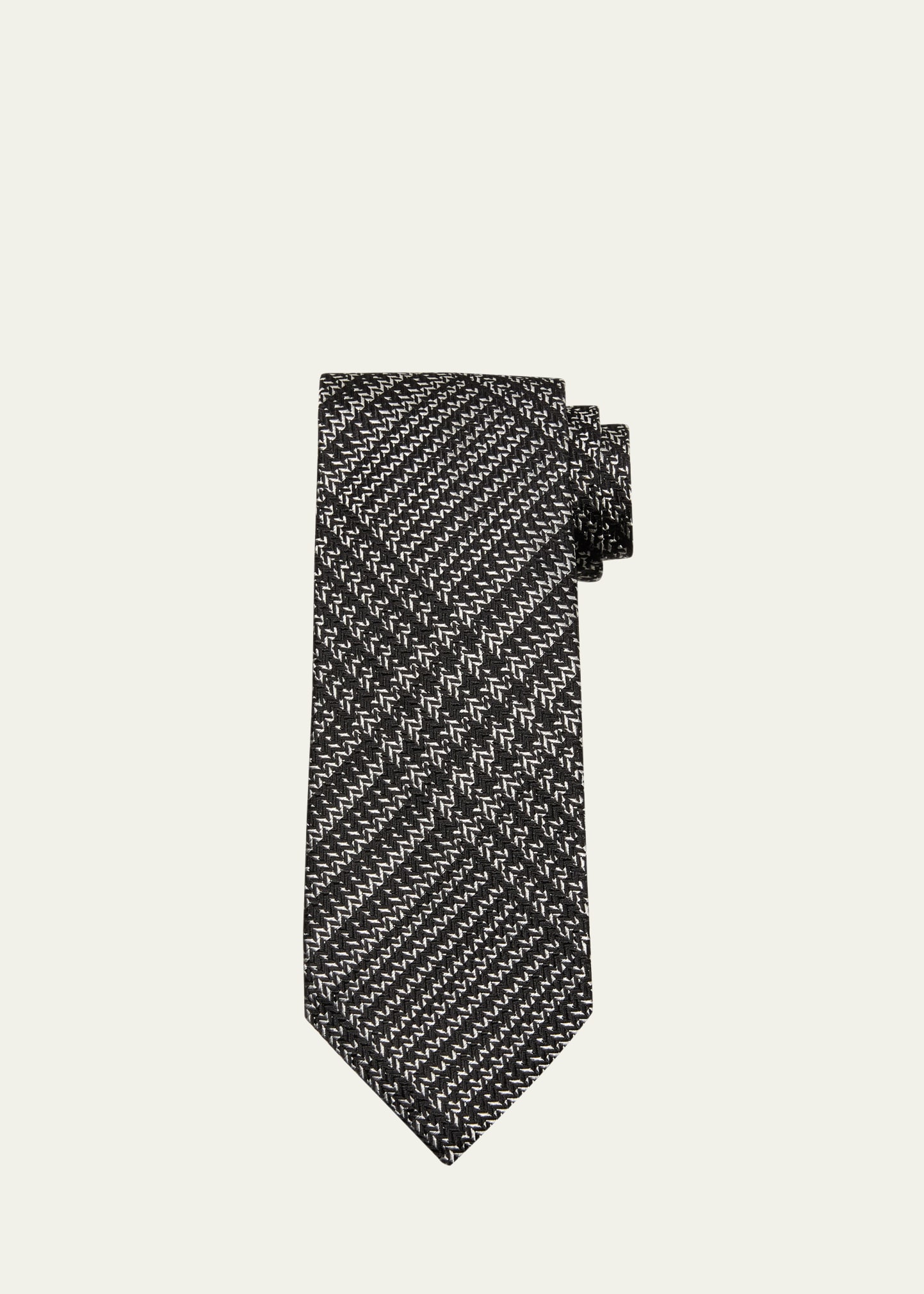 Men's Bicolor Plaid Silk Tie