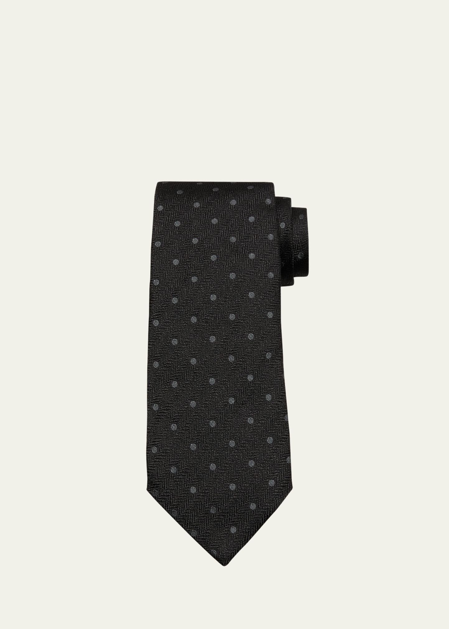 Tom Ford Men's Polka Dot Silk Tie In Black