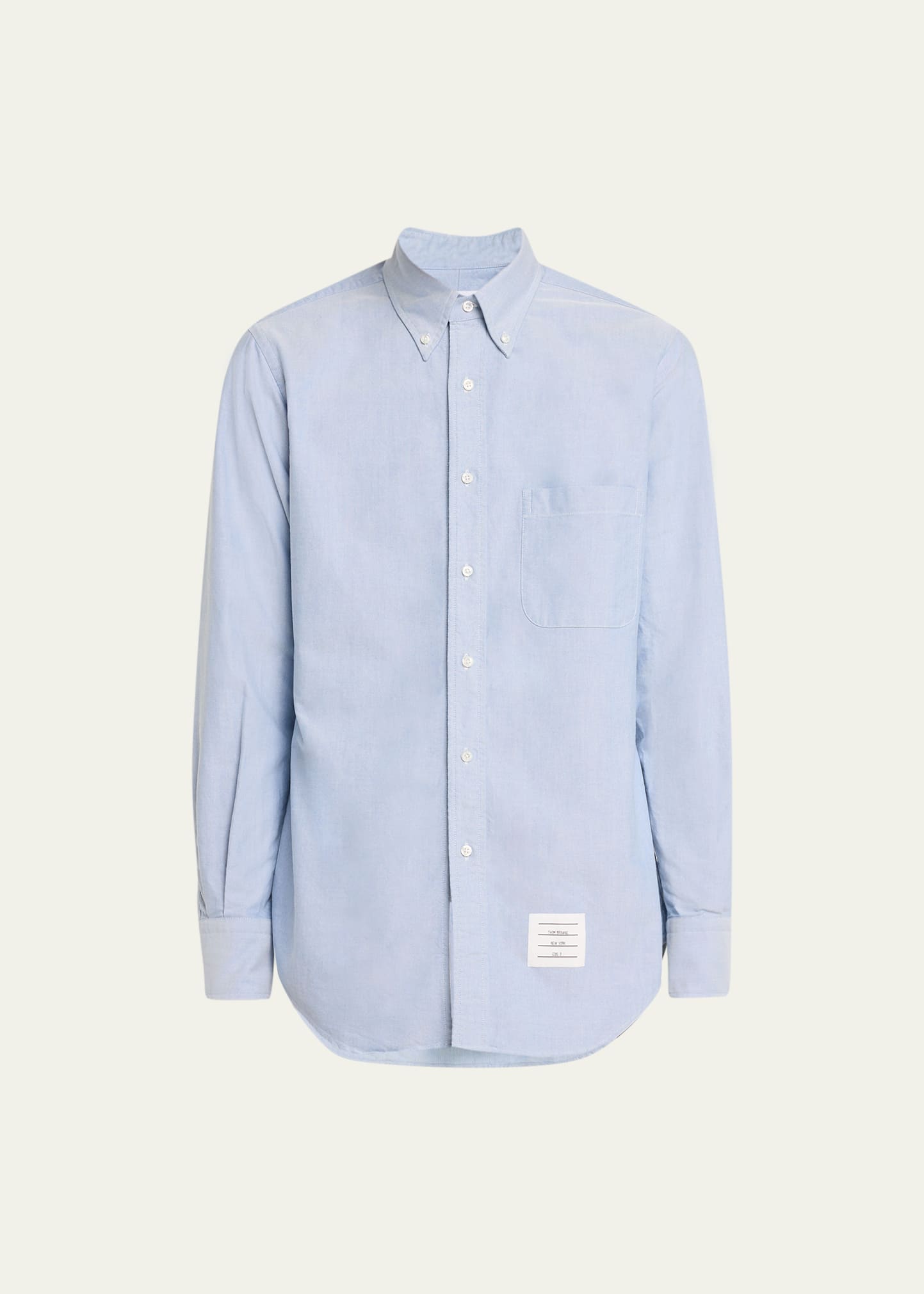 Shop Thom Browne Men's Oxford Grosgrain-placket Dress Shirt In Light Blue
