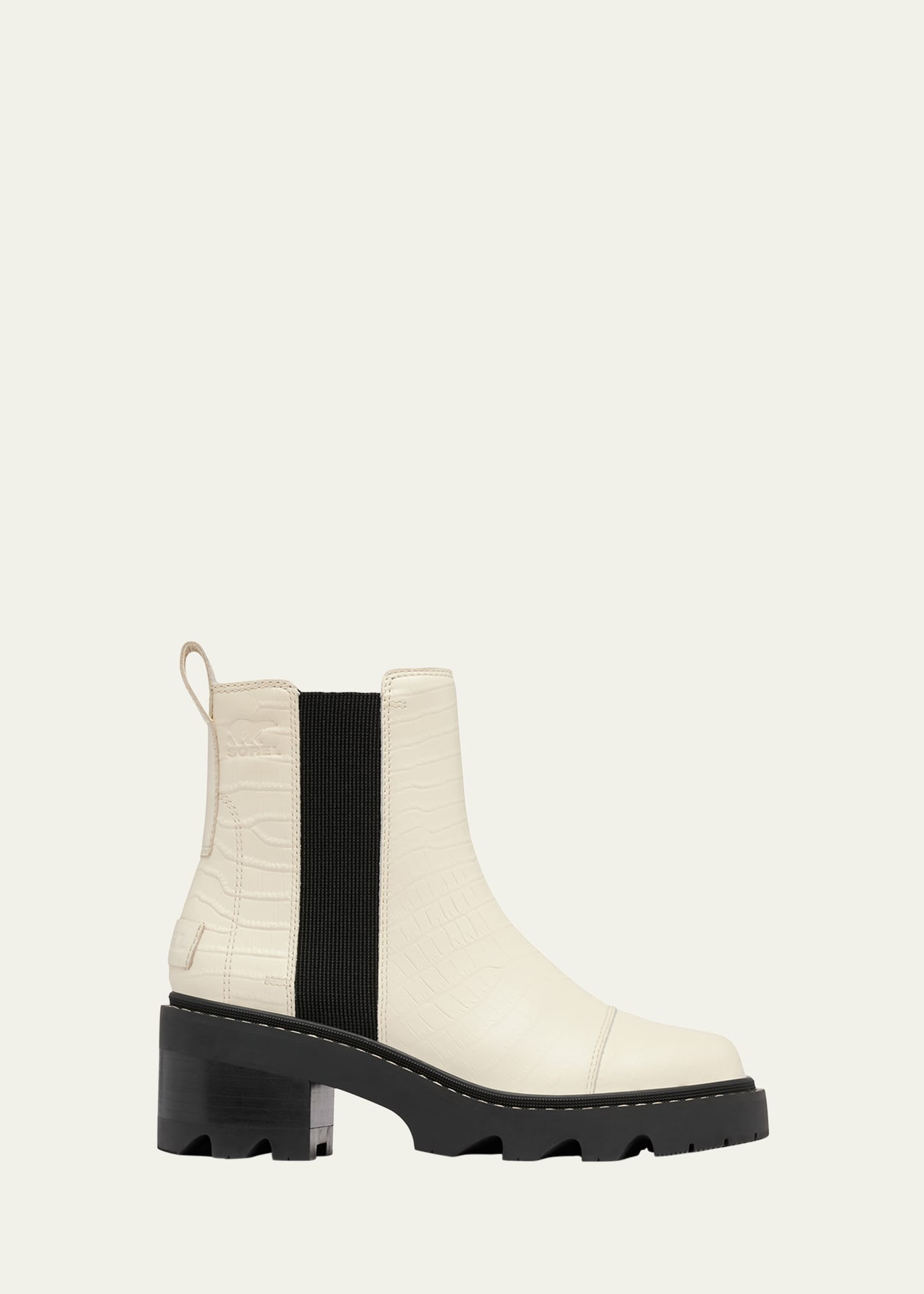Shop Sorel Joan Now Leather Chelsea Ankle Boots In Chalk, Black