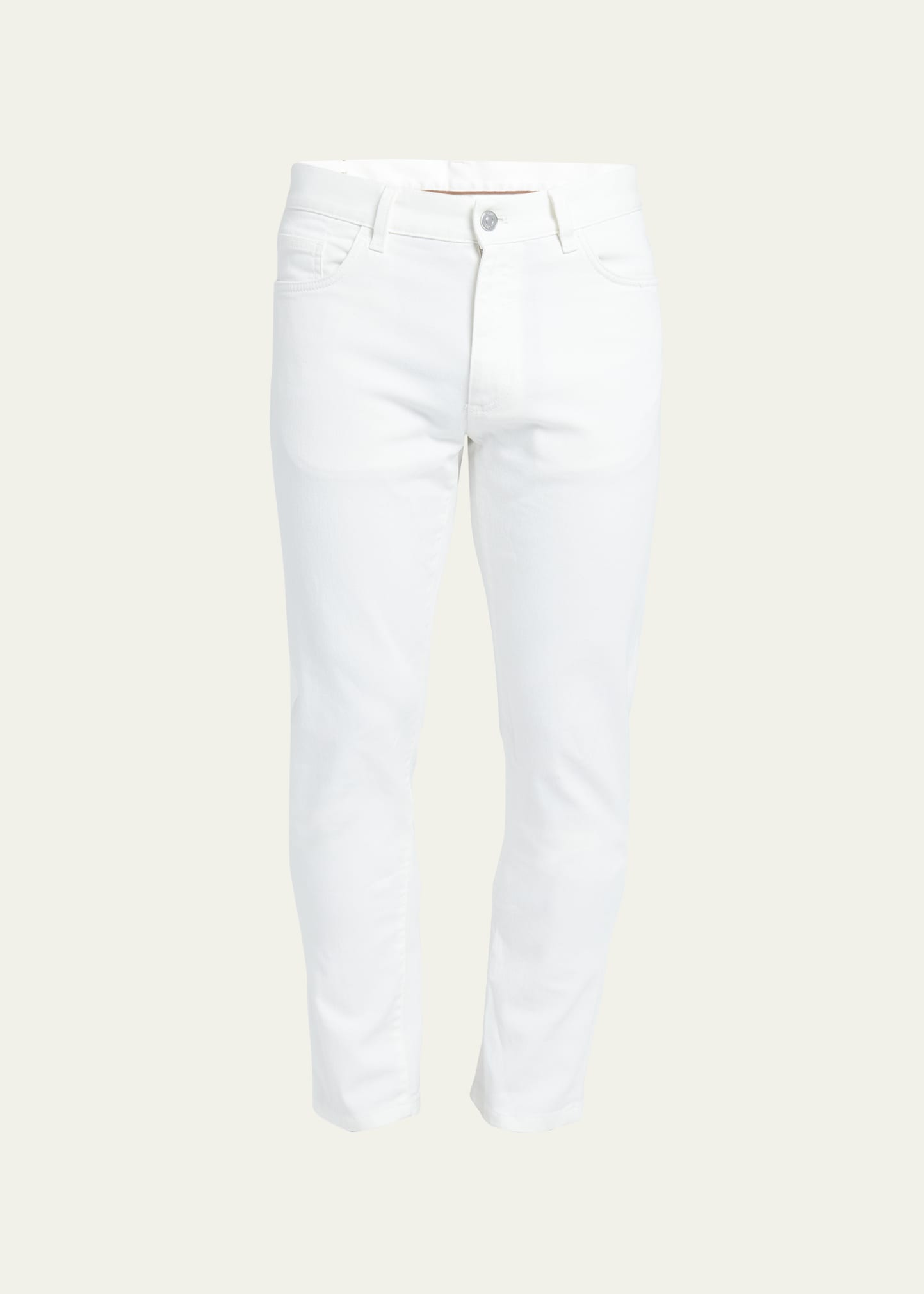 Zegna Men's Slim Stretch 5-pocket Pants In White