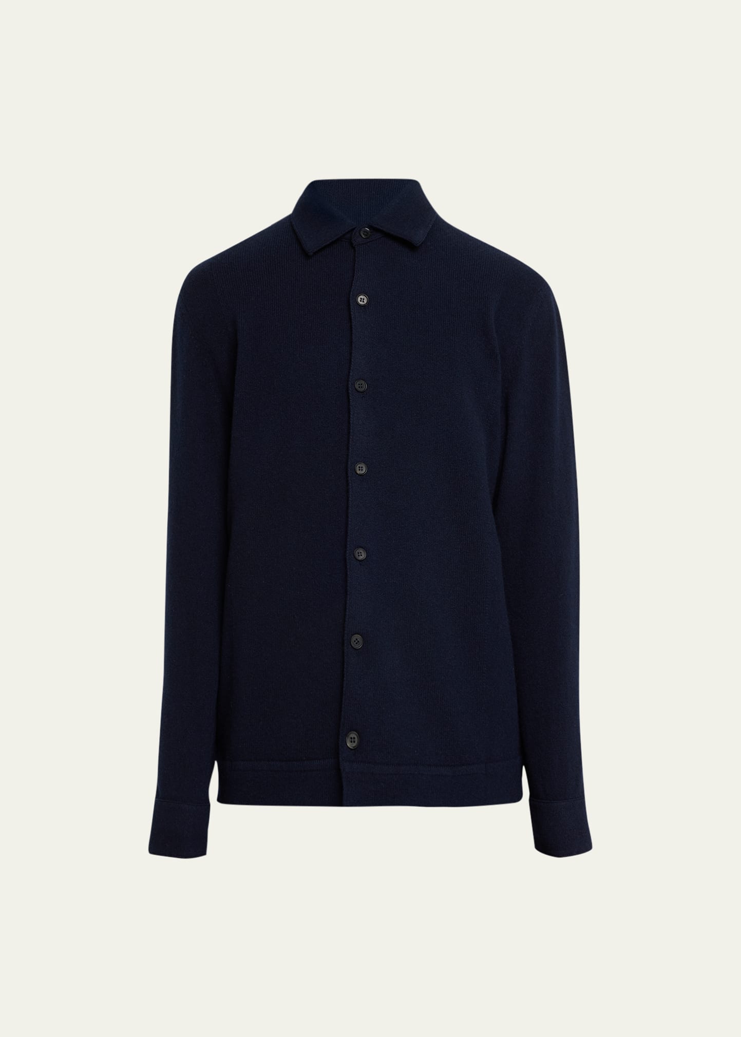 Zegna Men's Oasi Cashmere Knit Button-down Shirt In Nvy Sld