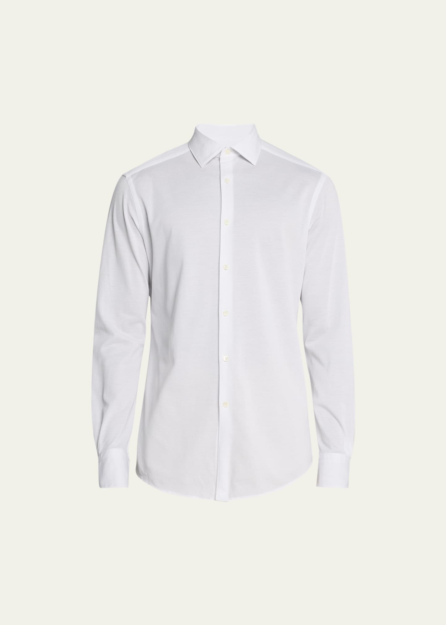 Zegna Men's Cotton Pique Sport Shirt In Wht Sld