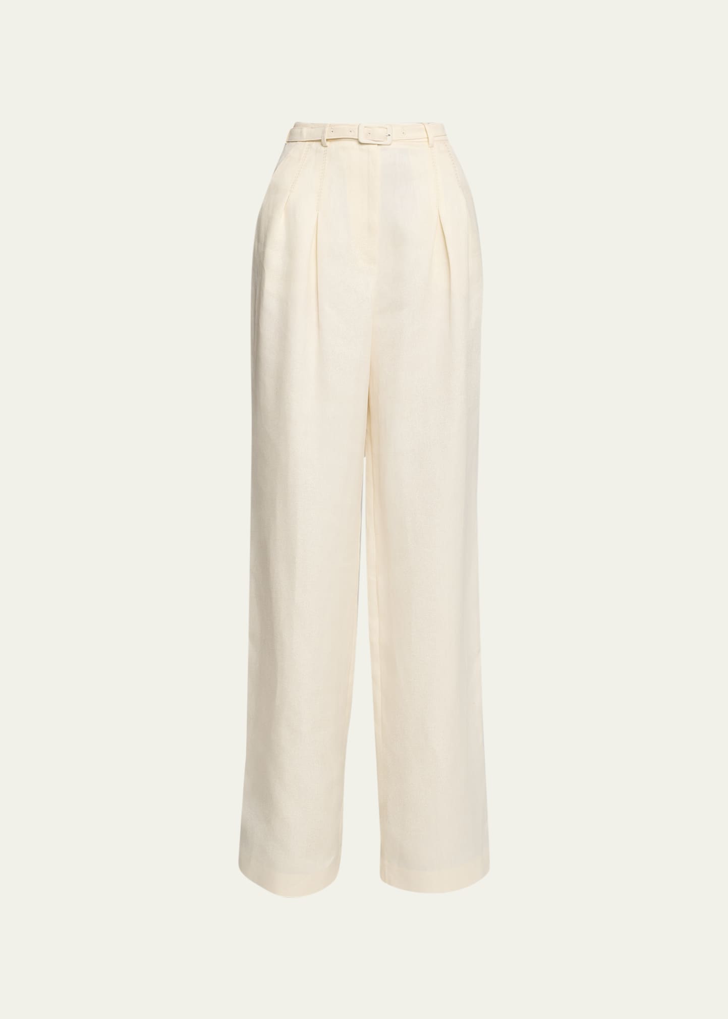 GABRIELA HEARST VARGAS BELTED LINEN WIDE-LEG TROUSERS