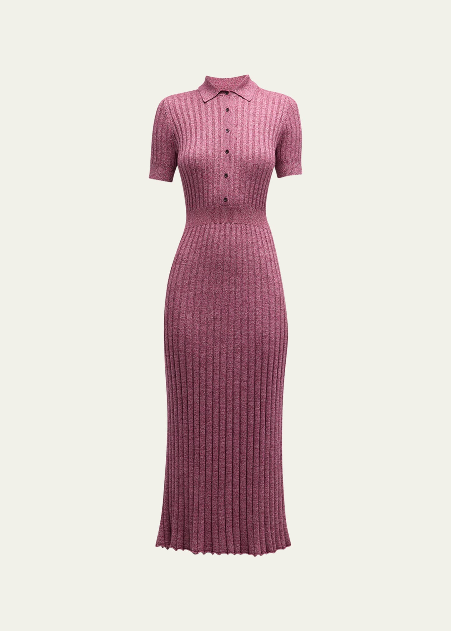 Gabriela Hearst Avant Cashmere-blend Ribbed Midi Dress In Blush Multi