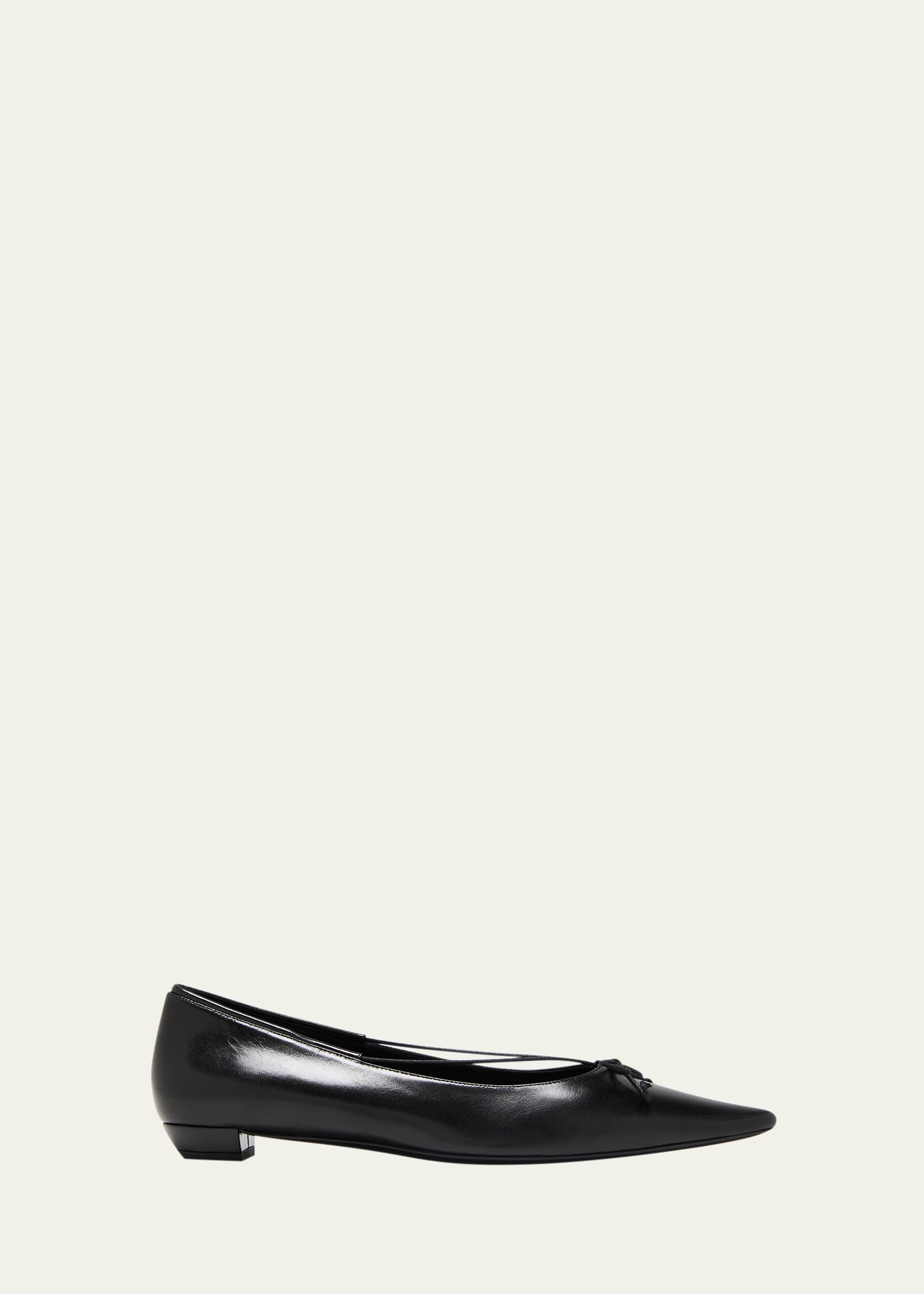 THE ROW CLAUDETTE LEATHER BOW BALLERINA FLATS