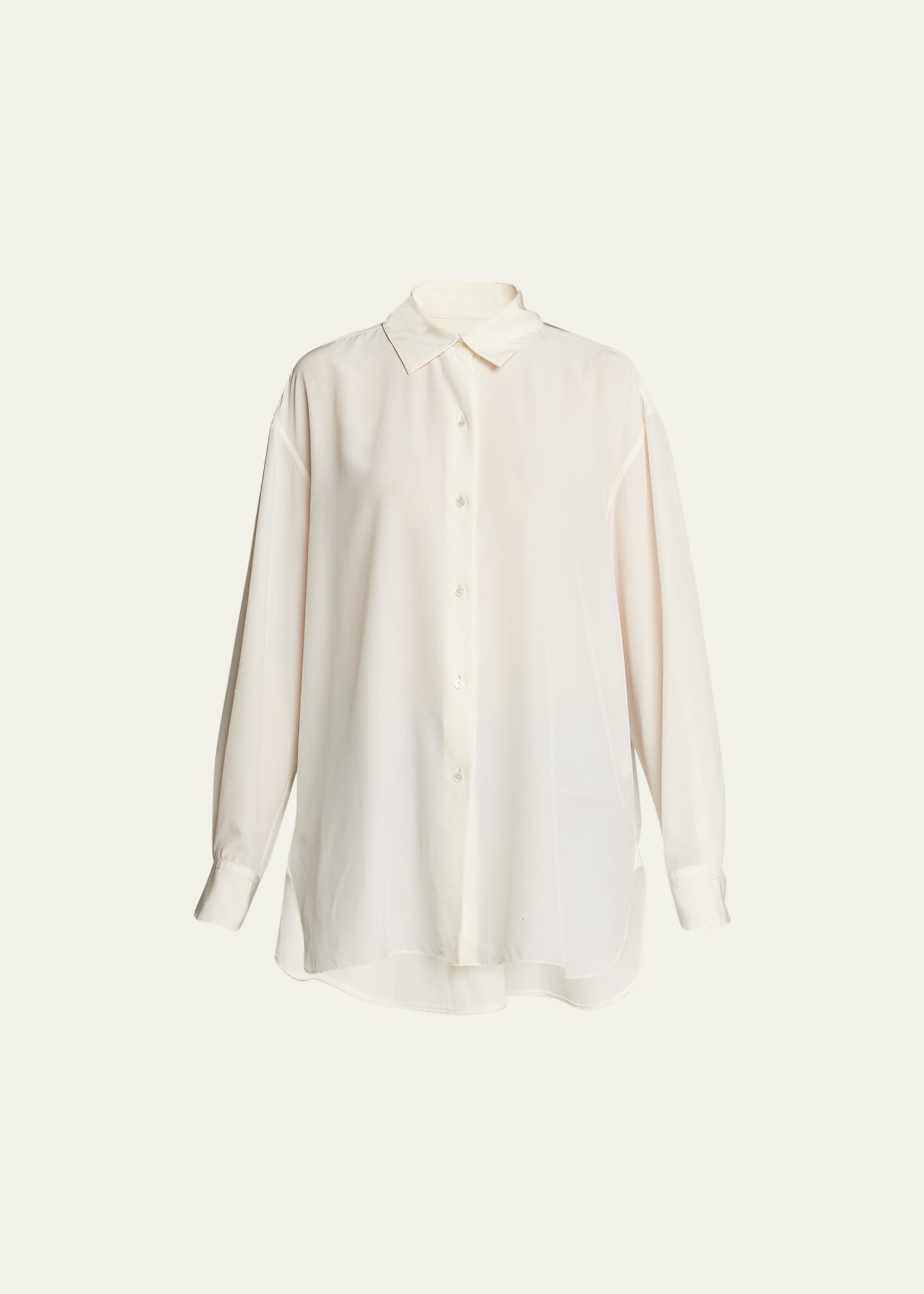 Nili Lotan Julien Oversized Button Down Silk Shirt In Ivory