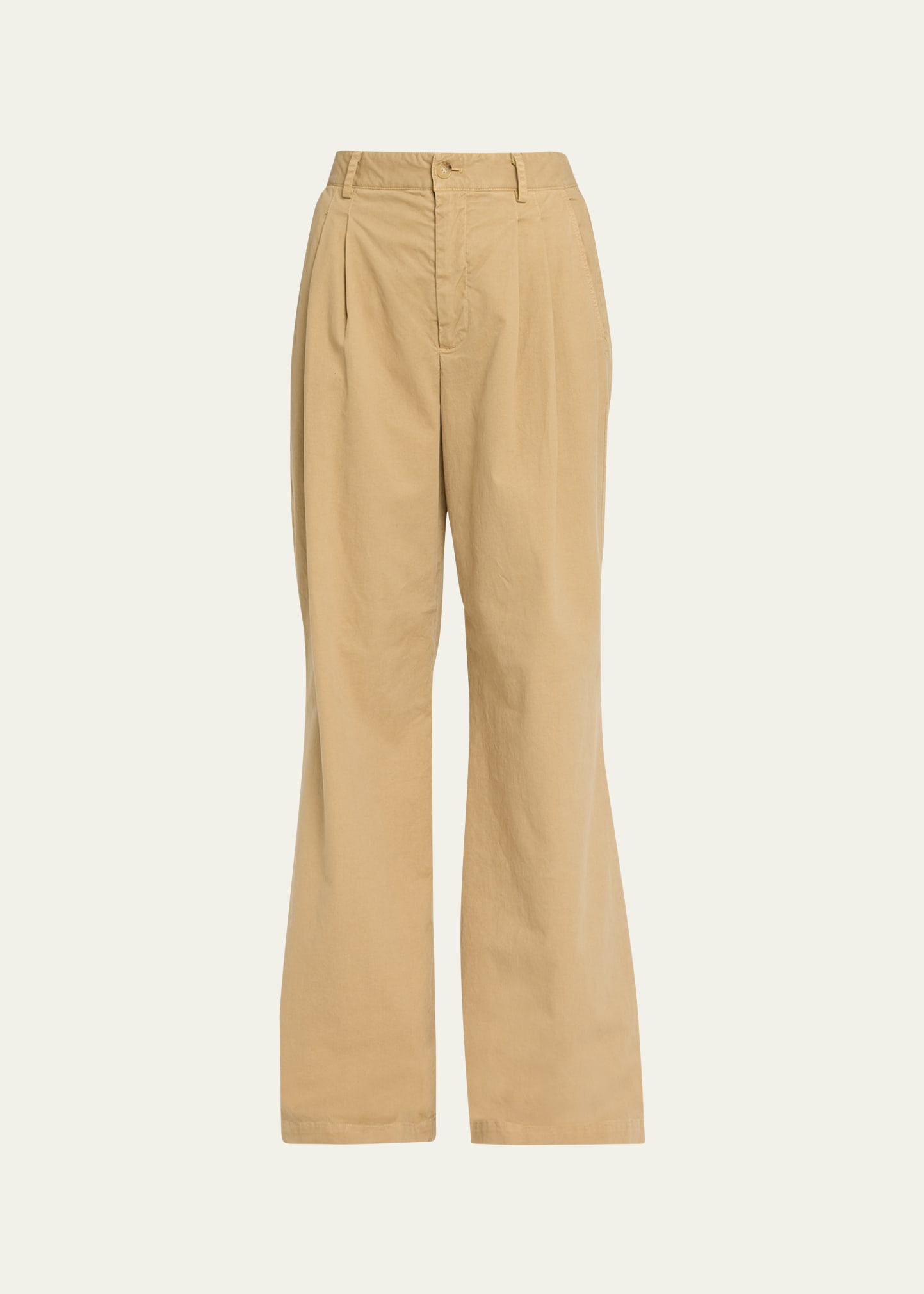 Flavie Pintuck Wide-Leg Wool Pants