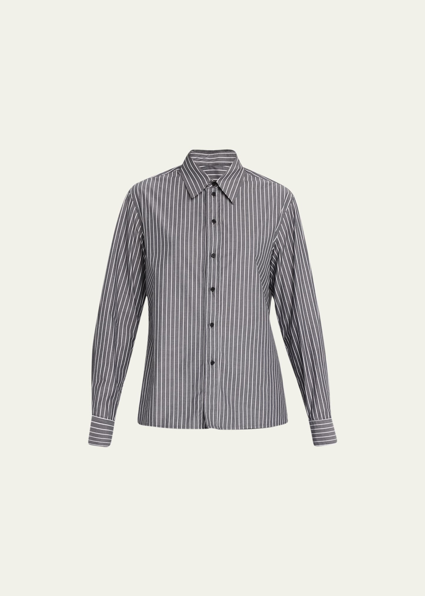 Shop Nili Lotan Raphael Classic Shirt In Blackwhite Stripe