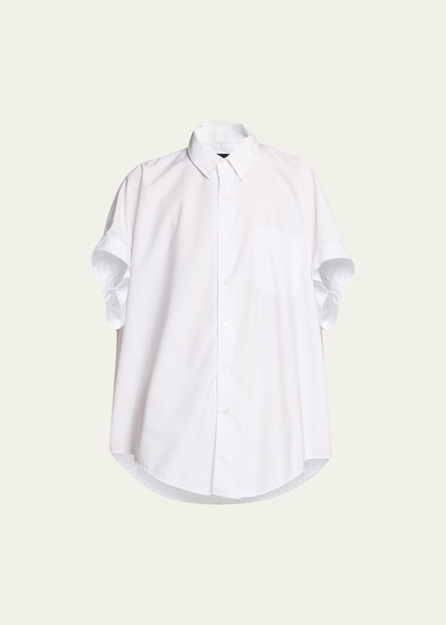 Short-Sleeve Cotton Boxy Button-Front Shirt