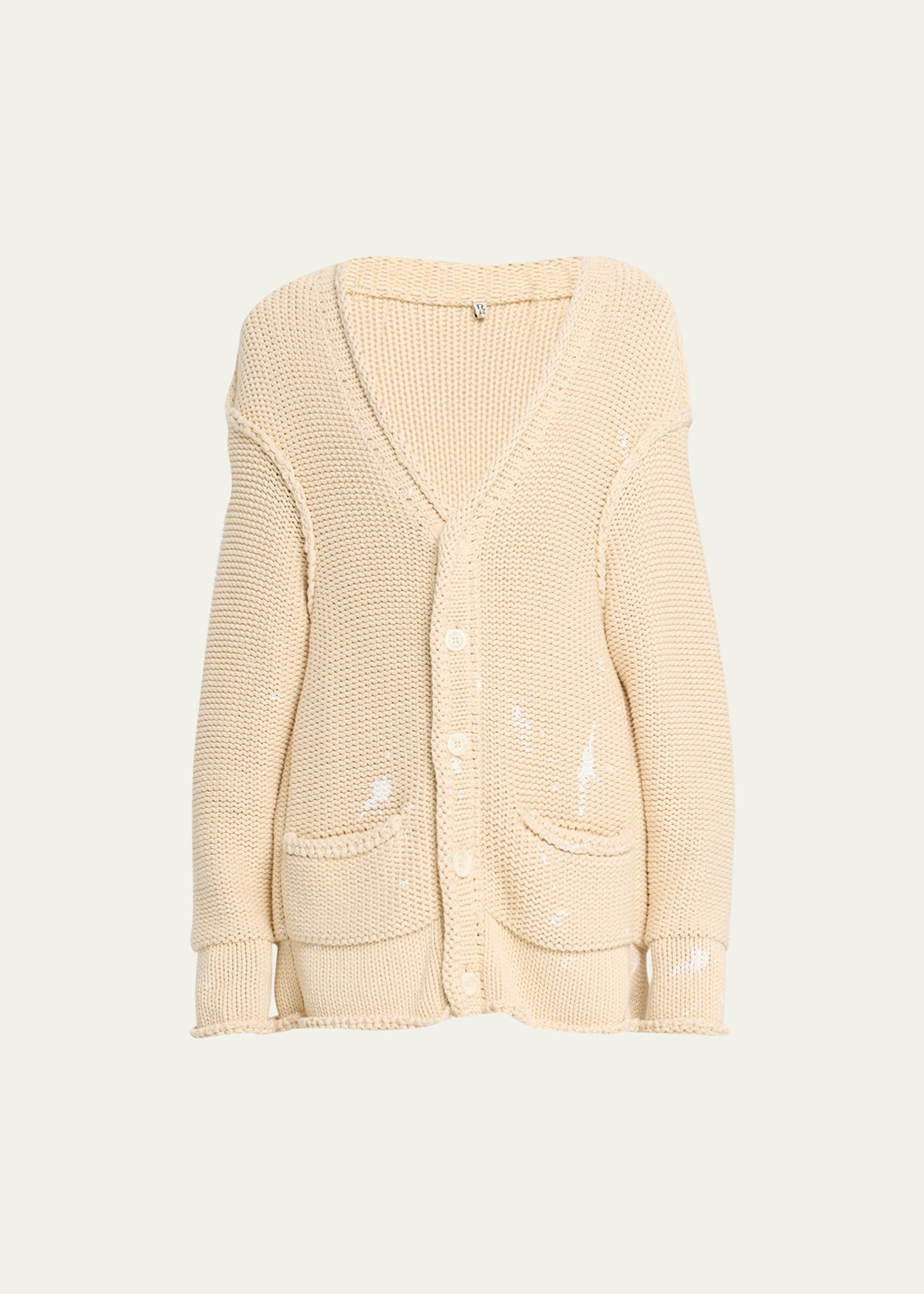 Rolled-Edge Cotton Cardigan