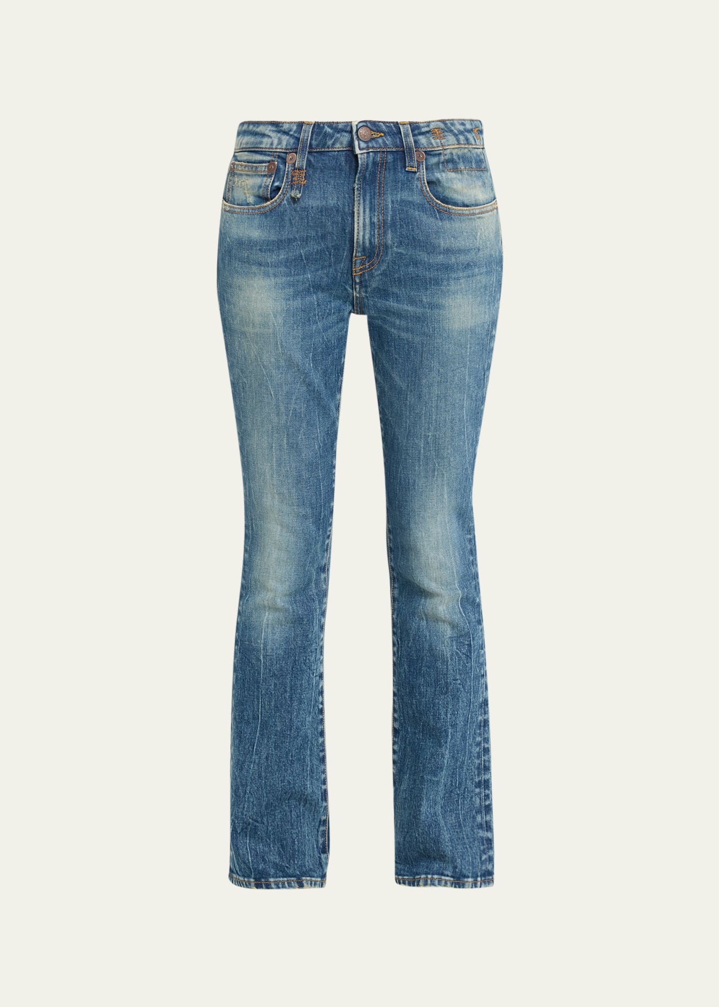 R13 Kick Fit Mid-rise Jeans In Kelly Stretch