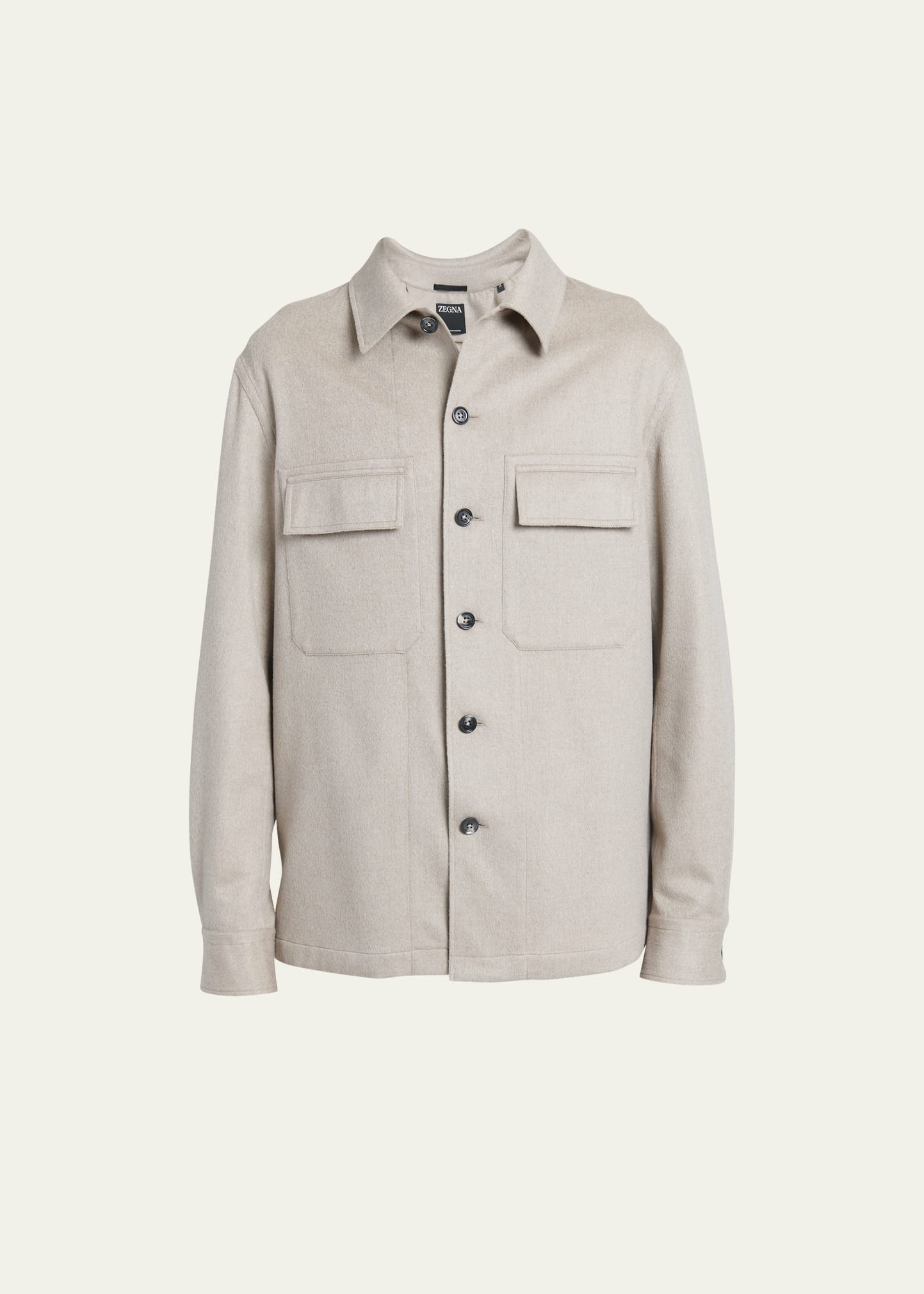 Zegna Overshirt Alba In Oasis Cashmere In Medium Beige Soli