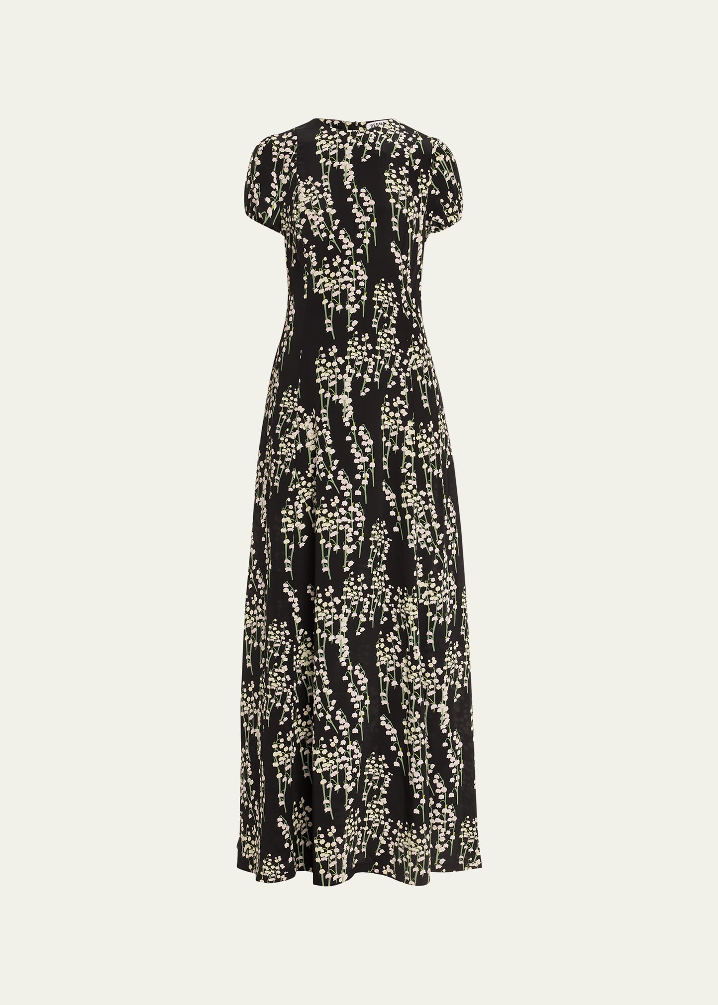 Bernadette Roxy Floral-print Short-sleeve Silk Maxi Dress In Lily Of The Valle