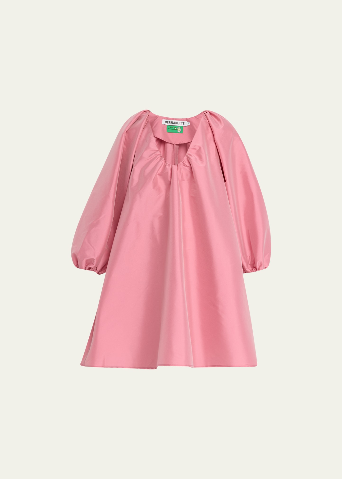 Bernadette Puff-sleeve Taffeta Mini Dress In Winter Pink