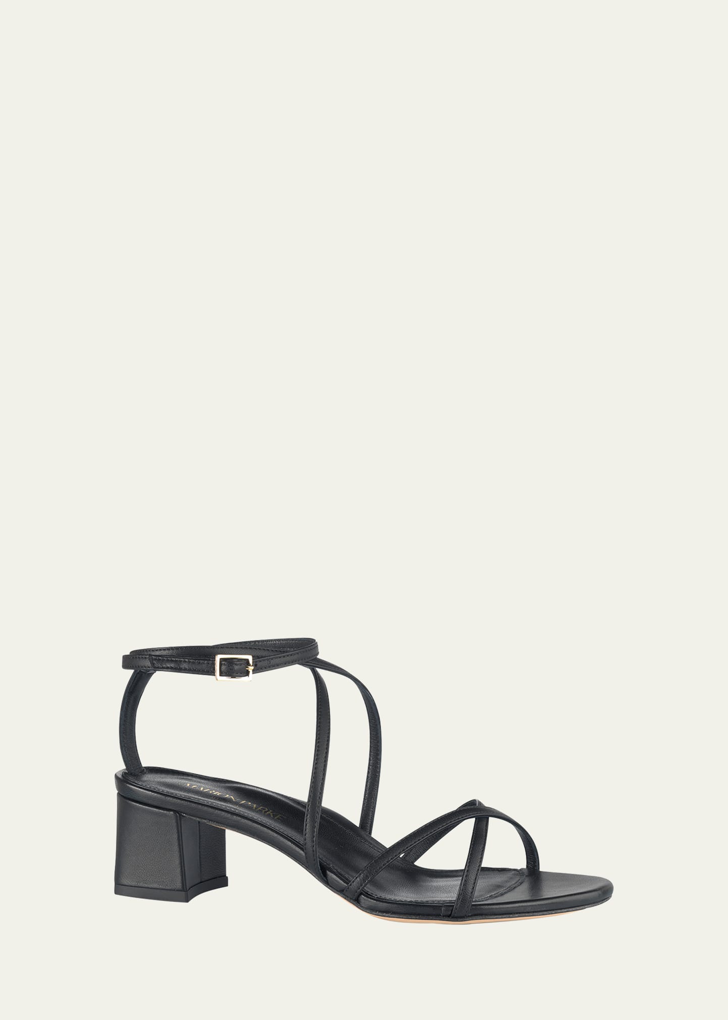 Marion Parke Raina Leather Strappy Block-heel Sandals In Black