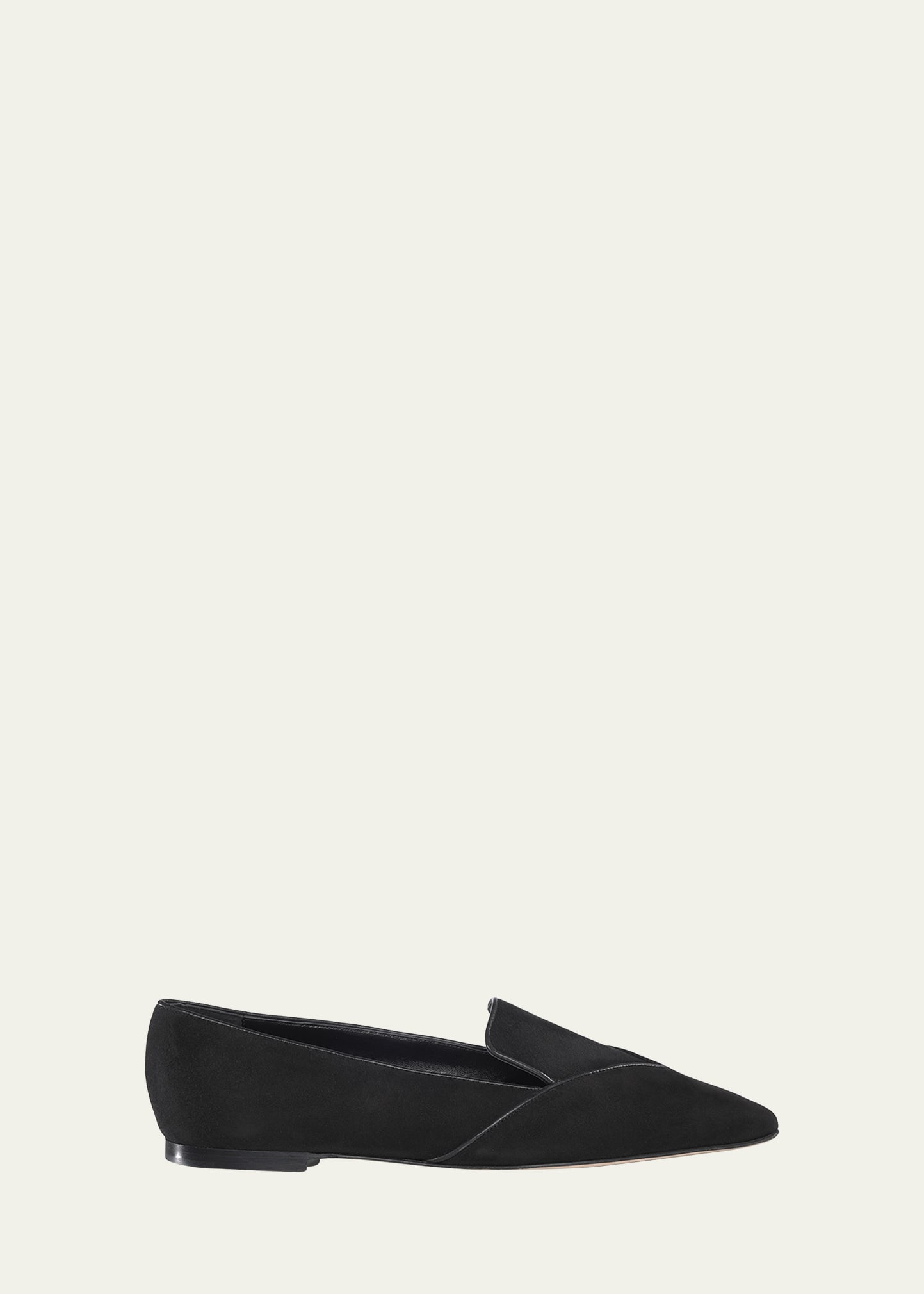 Marion Parke Raquel Suede Flat Loafers In Black