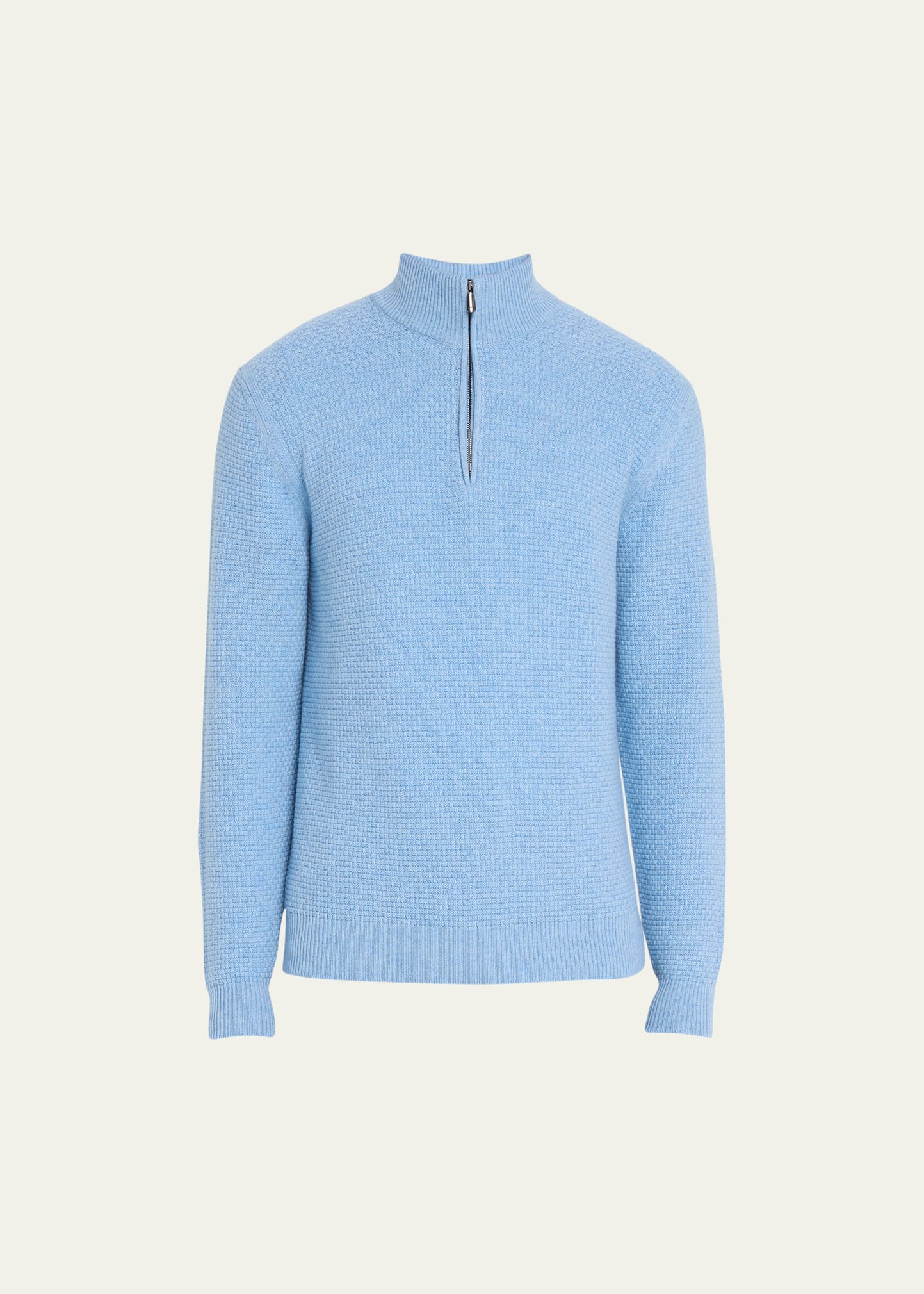 Men's Cashmere Basketweave Quarter-Zip Sweater