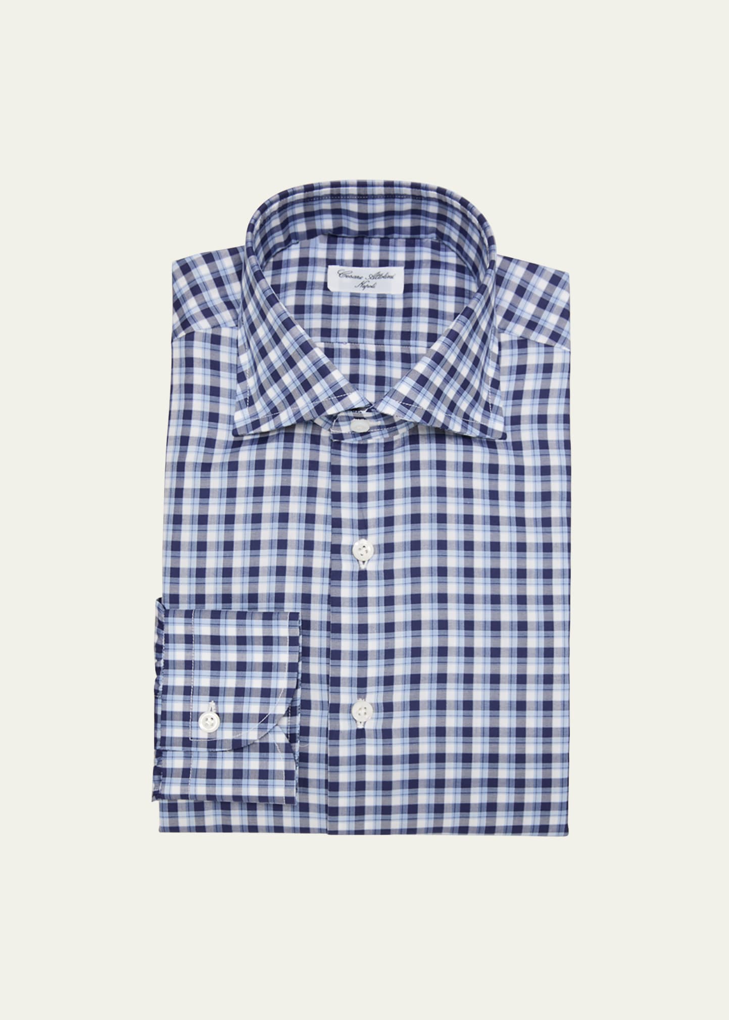 Men's Macro-Check Cotton Dress Shirt