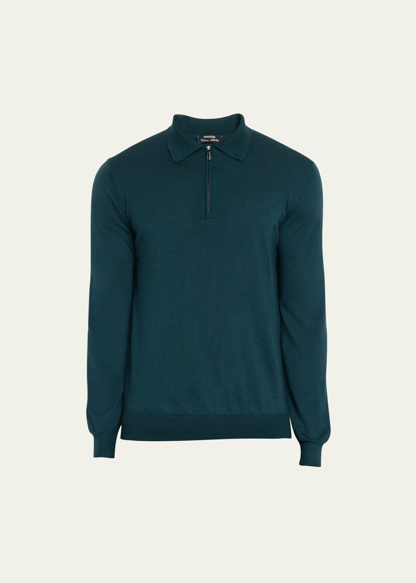 Men's Cashmere-Silk Zip Polo Sweater