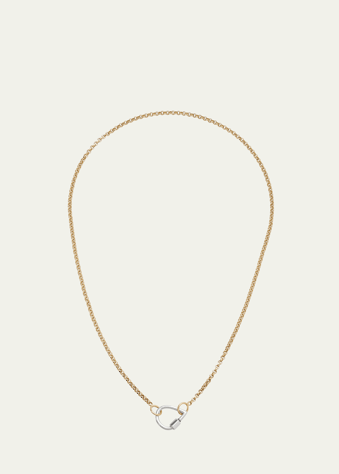 Marla Aaron 14k Yellow Gold Rolo Chain and Silver Lock Necklace