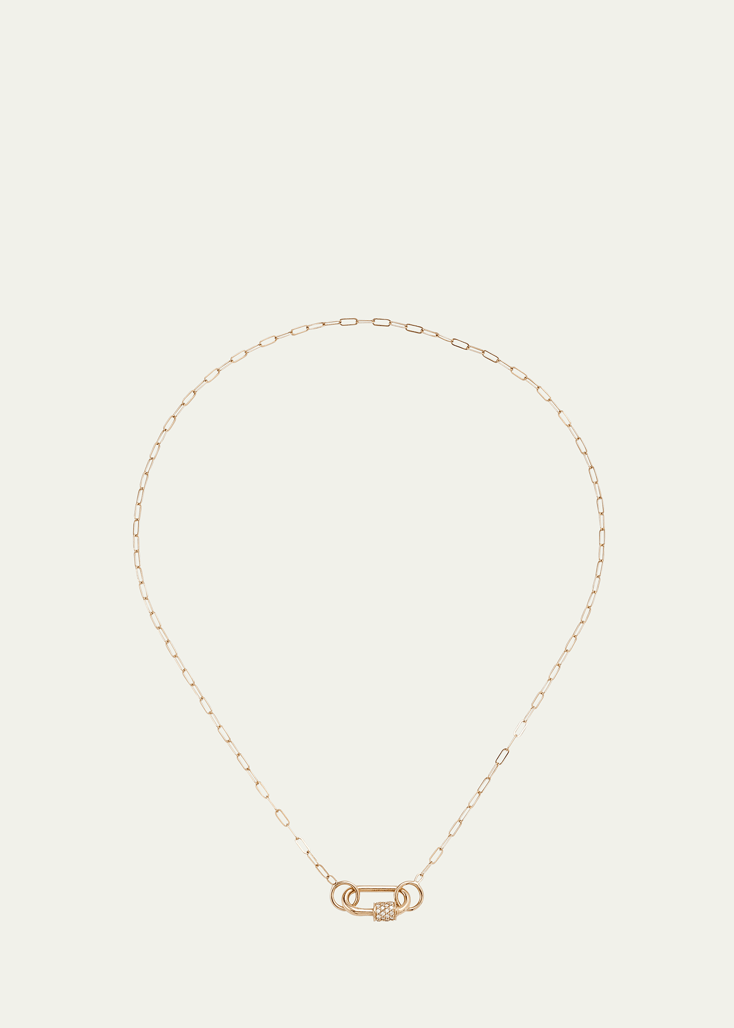 14k Square Link Chain and Diamond Lock Necklace