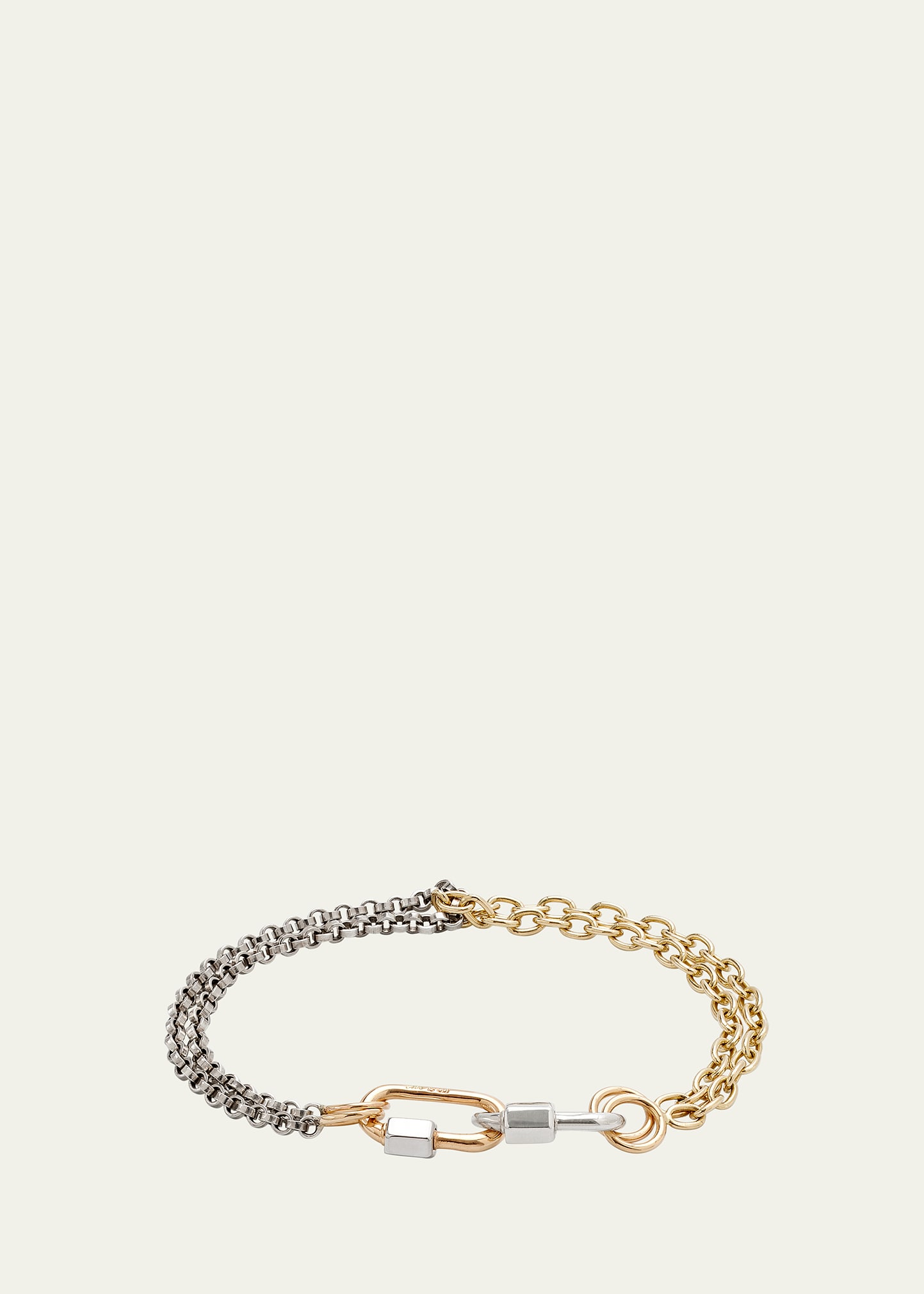 Sterling Silver and 14k Gold Rolo Chain and Lock Bracelet