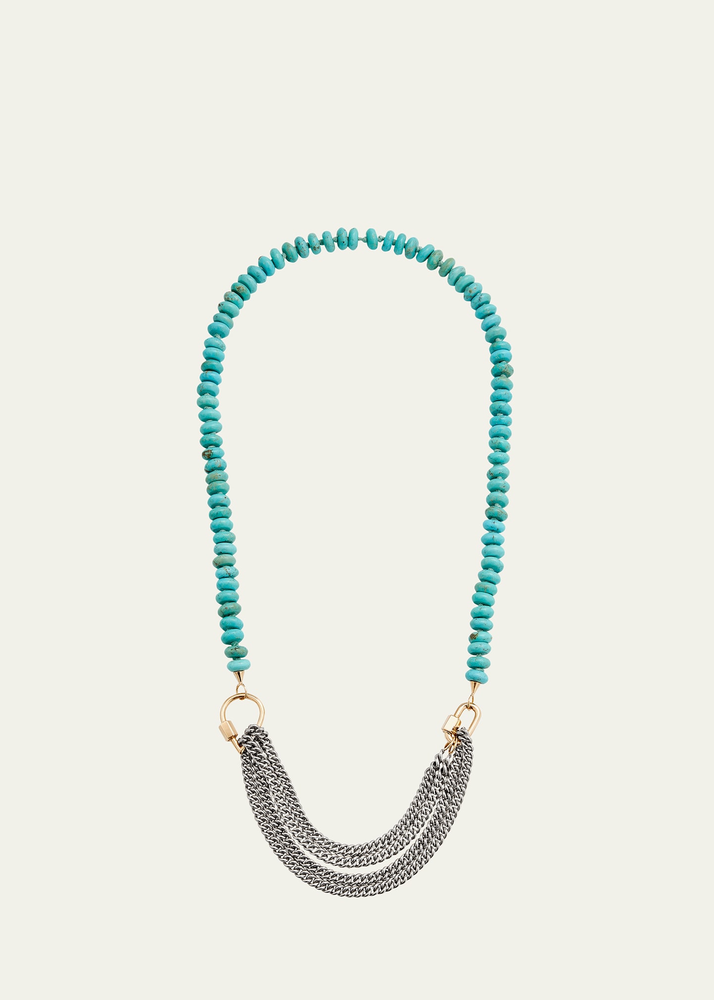 Marla Aaron Turquoise Rondelle Chain and Lock Necklace