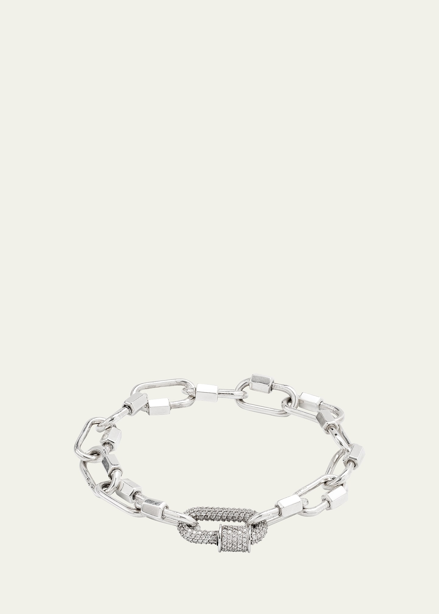 Sterling Silver Babylock Bracelet with 14K White Gold All Stone Chubby Babylock