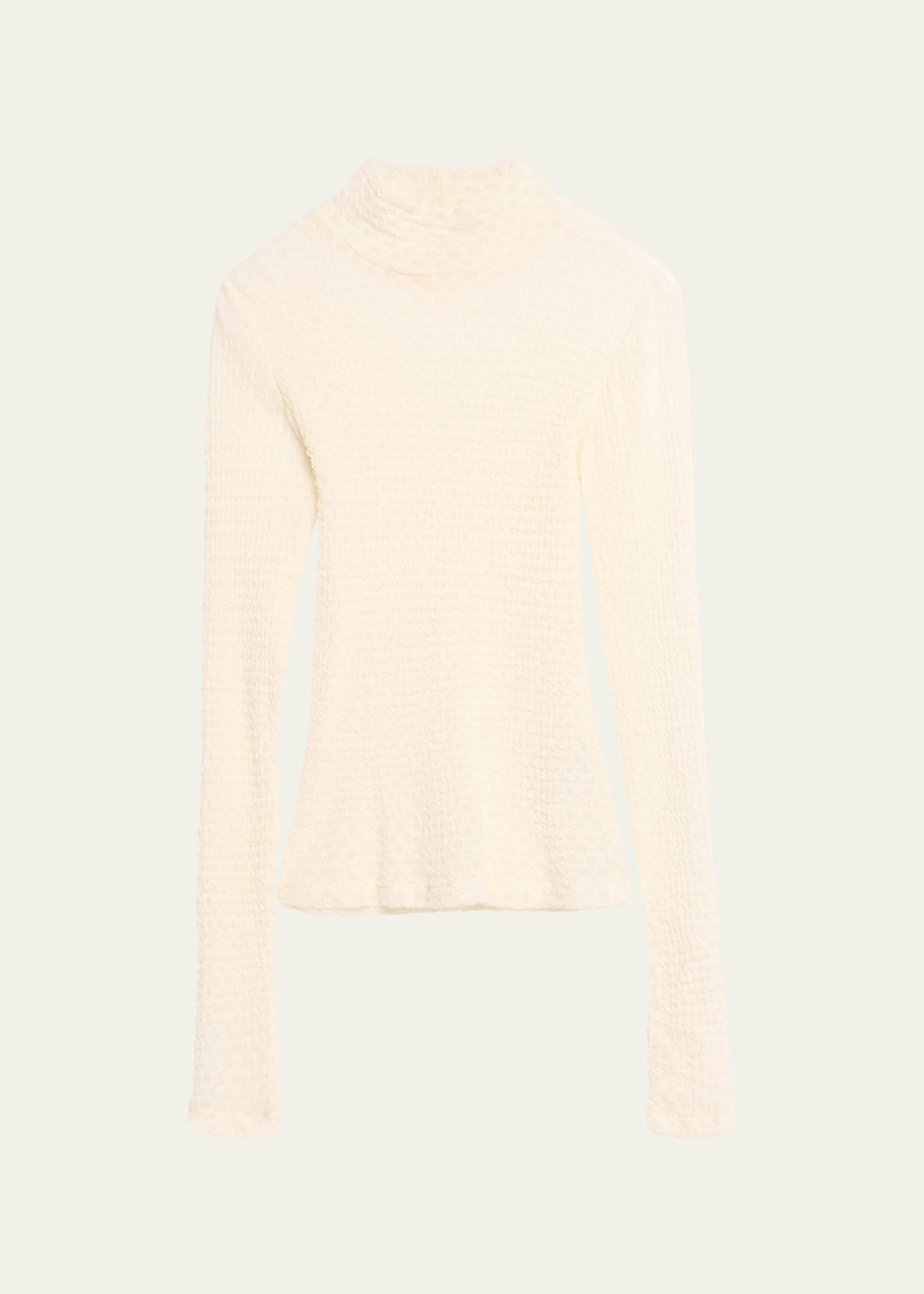 Frame Stretch Mesh Lace Turtleneck In Off White