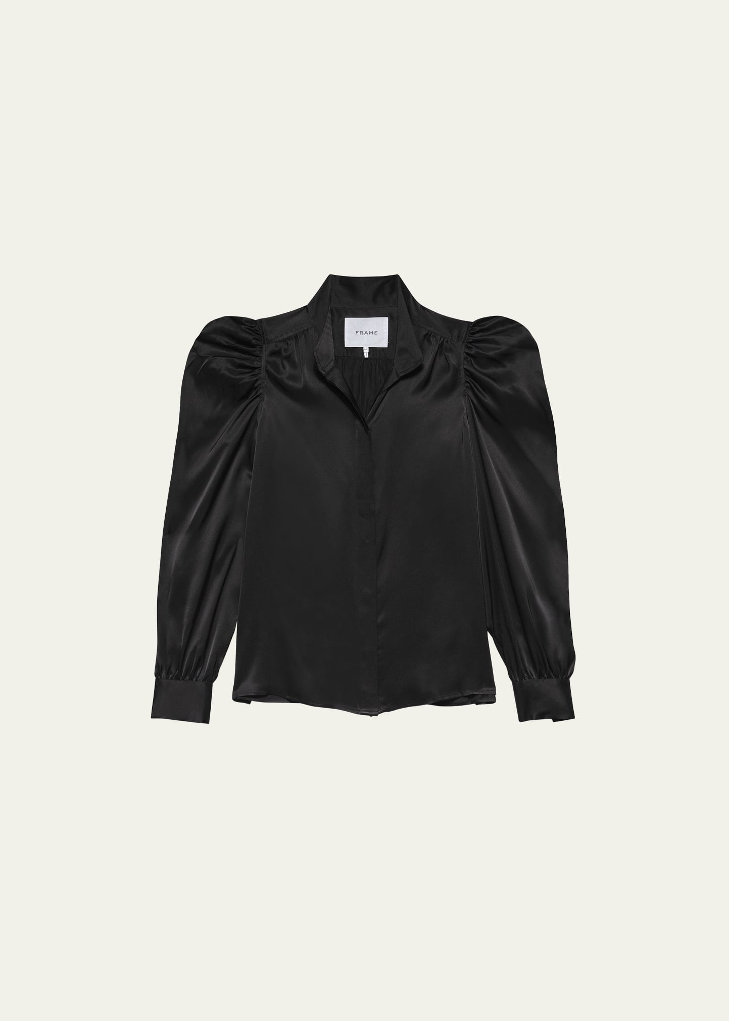 Shop Frame Gillian Long-sleeve Silk Top In Noir