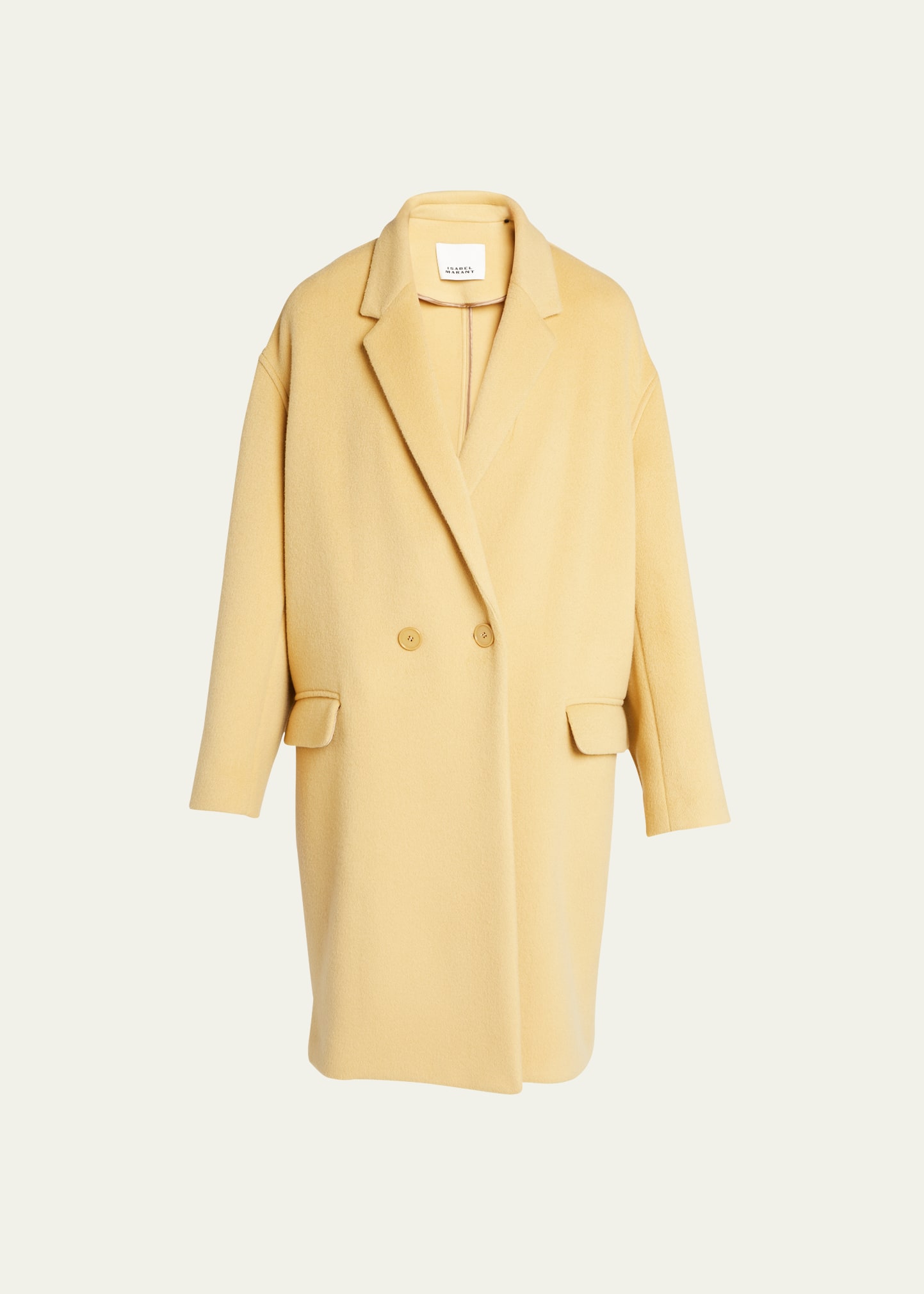 Isabel Marant Efegozi Double-breasted Wool Peacoat In Straw