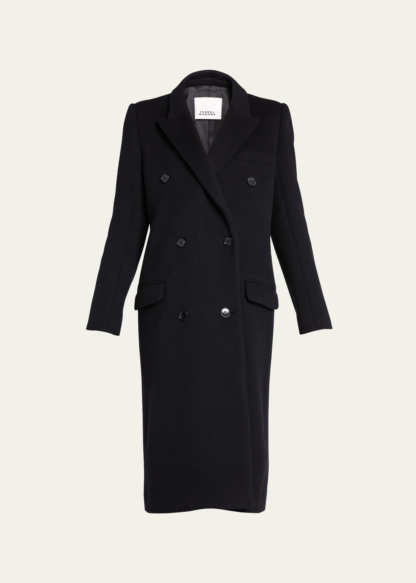 Isabel Marant Enarryli Cashmere-blend Double-breasted Top Coat In Black