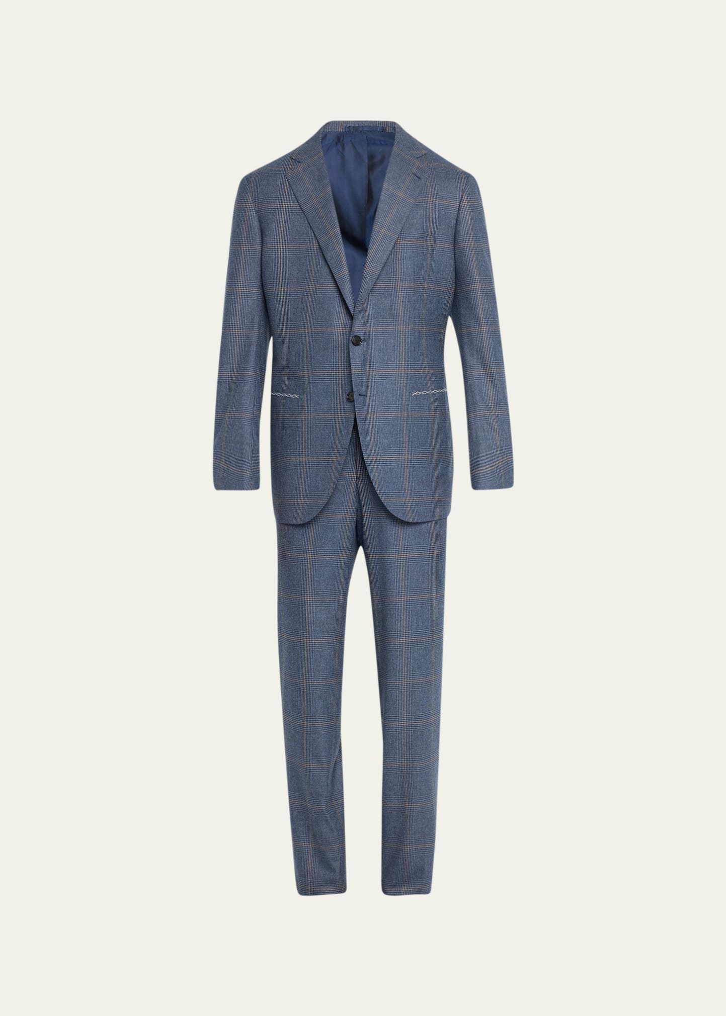Cesare Attolini Men's Two-tone Check Suit In A21-blue