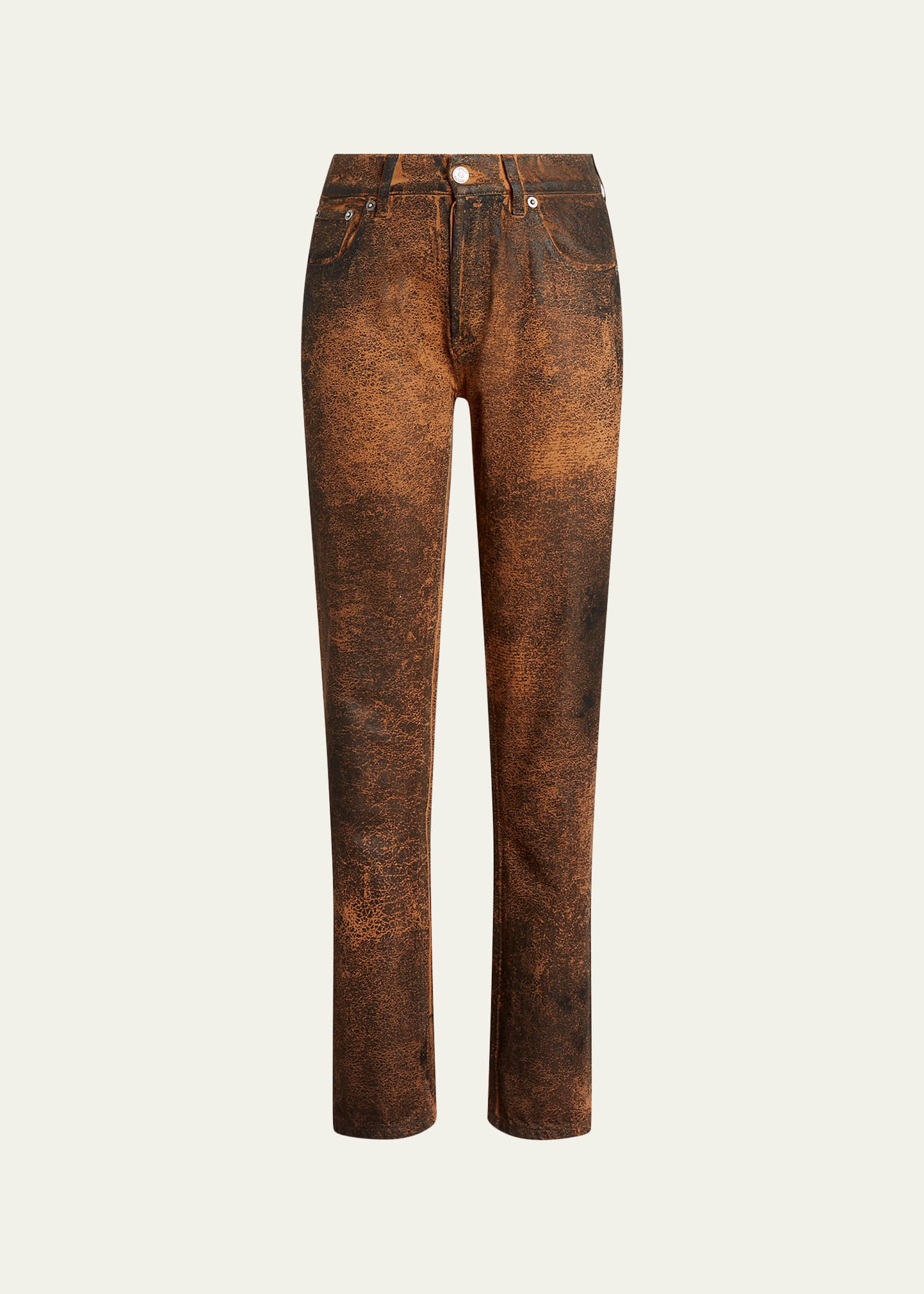 Ralph Lauren 750 Dusted Ankle-length Denim Jeans In Ridgway Coated Brown