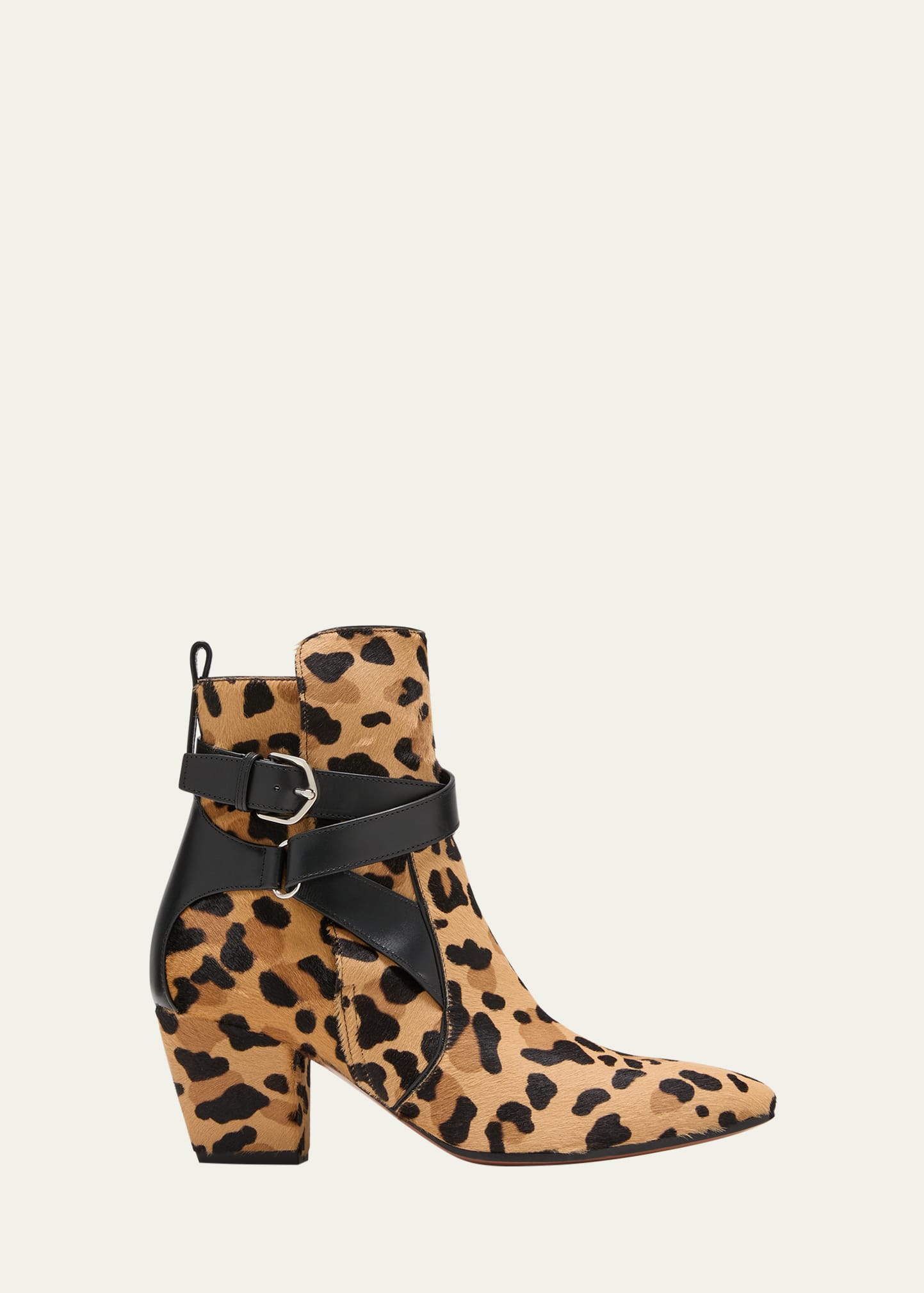 Alaïa Leopard Buckle Ankle Booties In 739 Marron Noir