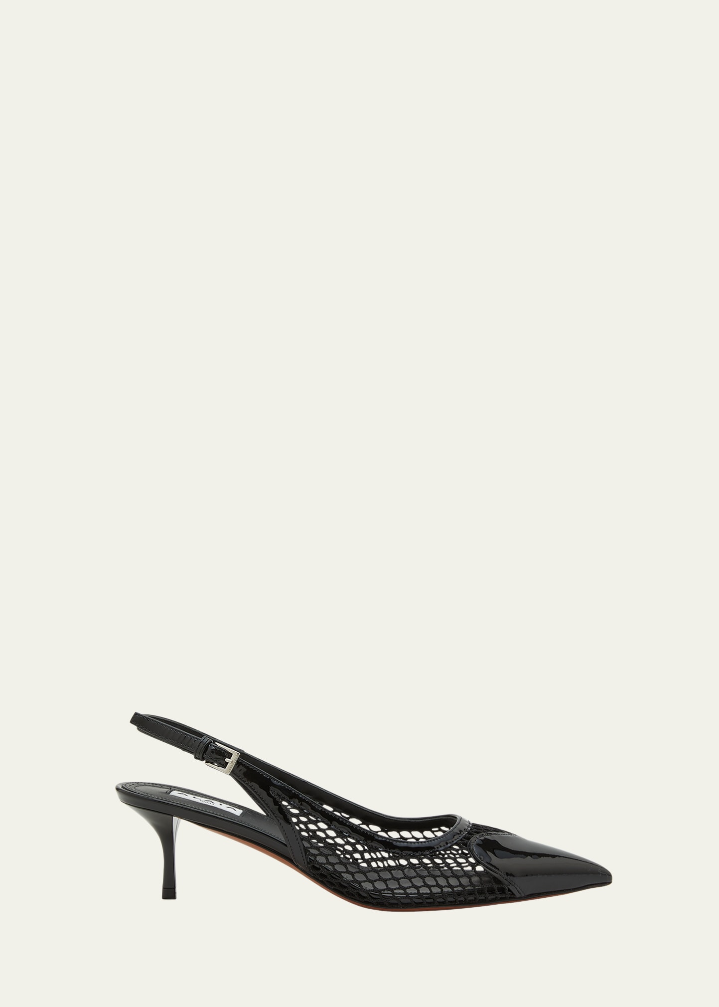 Mesh Heart-Toe Slingback Pumps