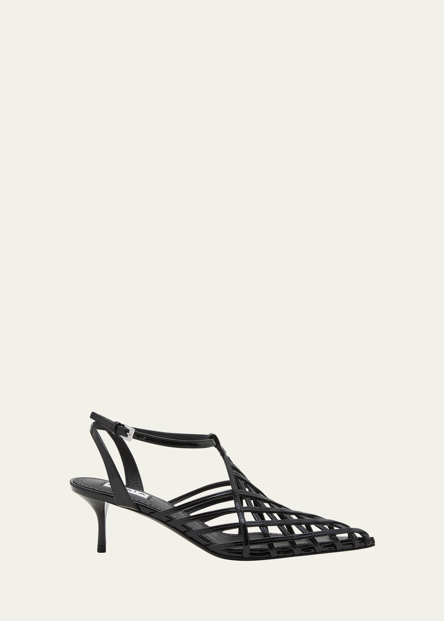 Woven Leather Ankle-Strap Pumps