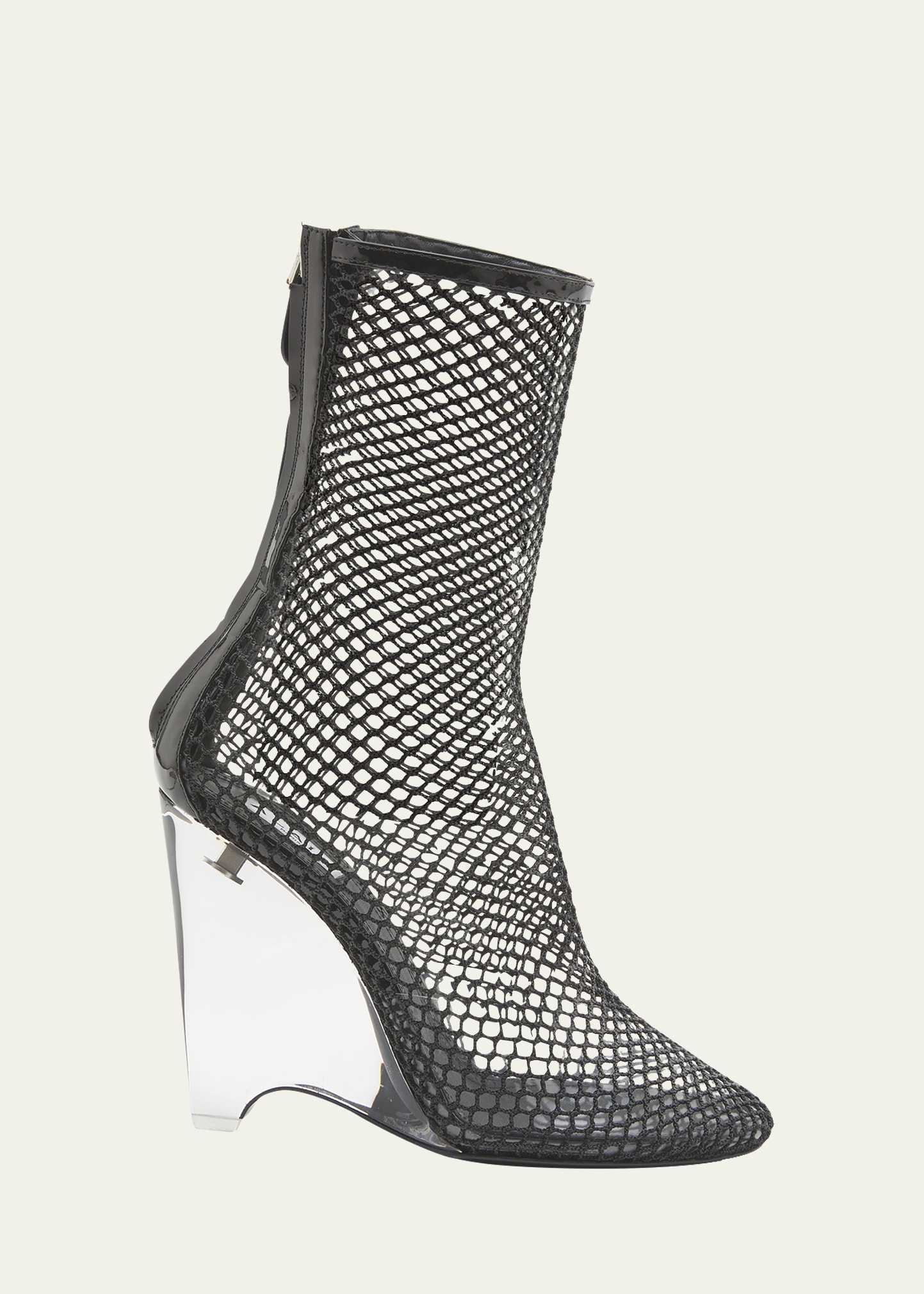 Mesh Clear-Heel Booties