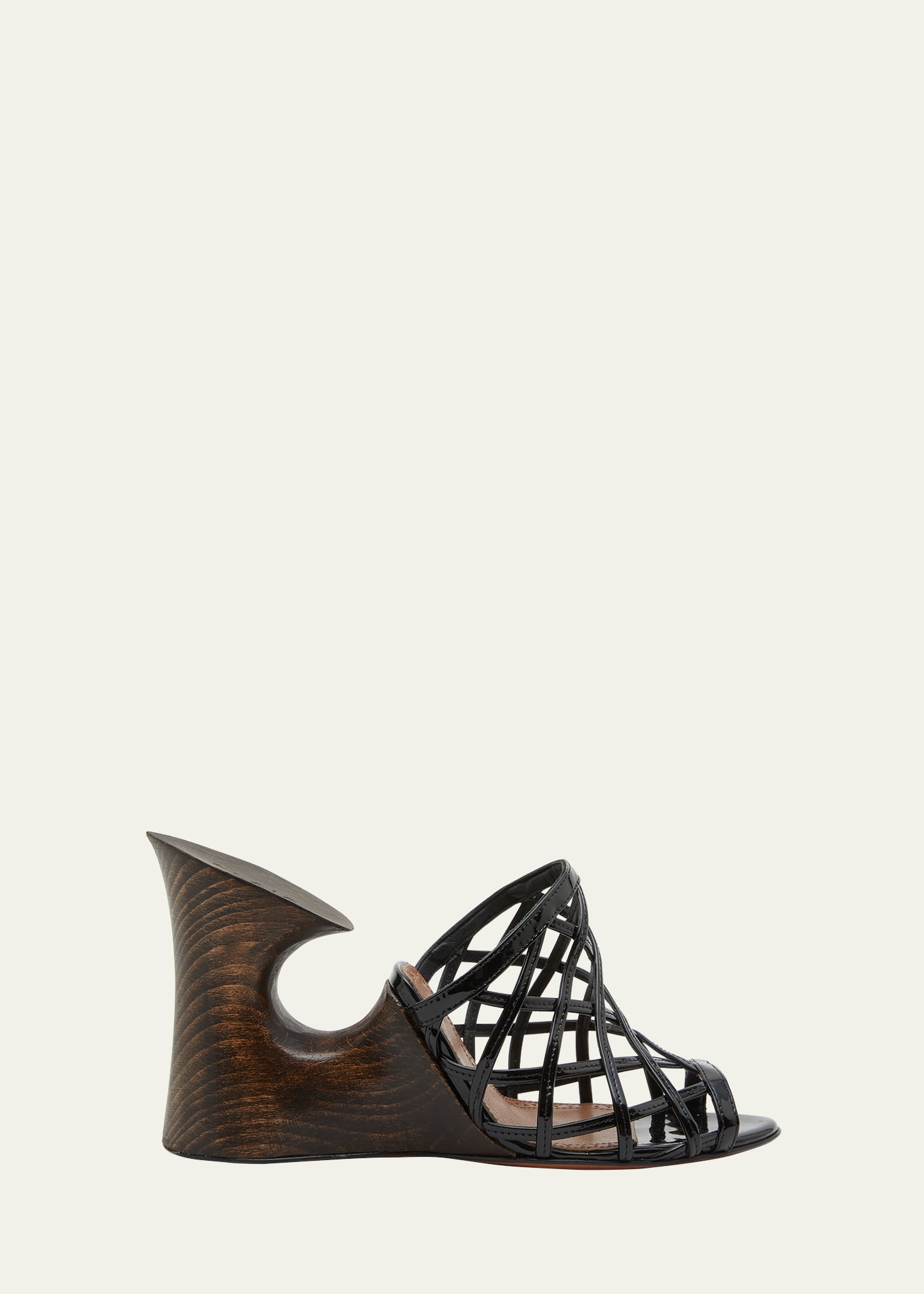 Woven Leather Sculpted-Heel Mules