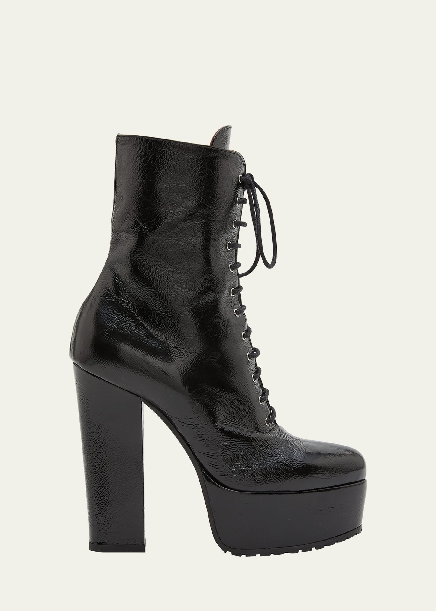 Alaïa Leather Lace-up Platform Booties In 999 Noir