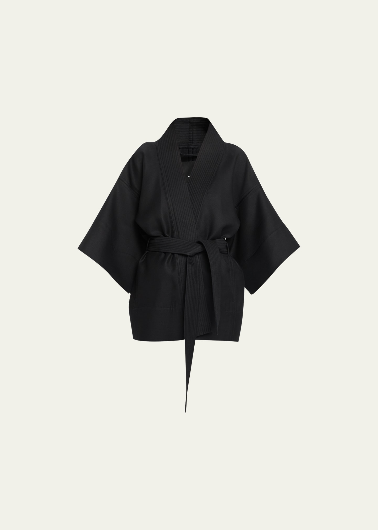 Shop Wardrobe.nyc Belted Wool Kimono In Black