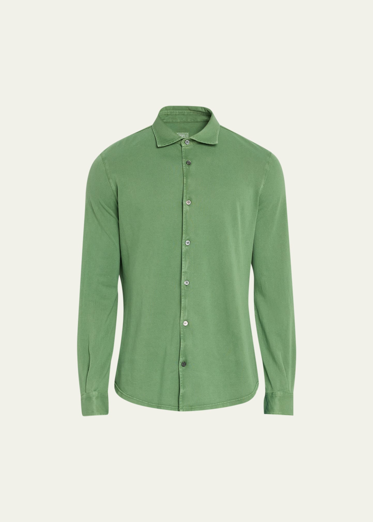 Fedeli Men's Cotton Pique Sport Shirt In Green