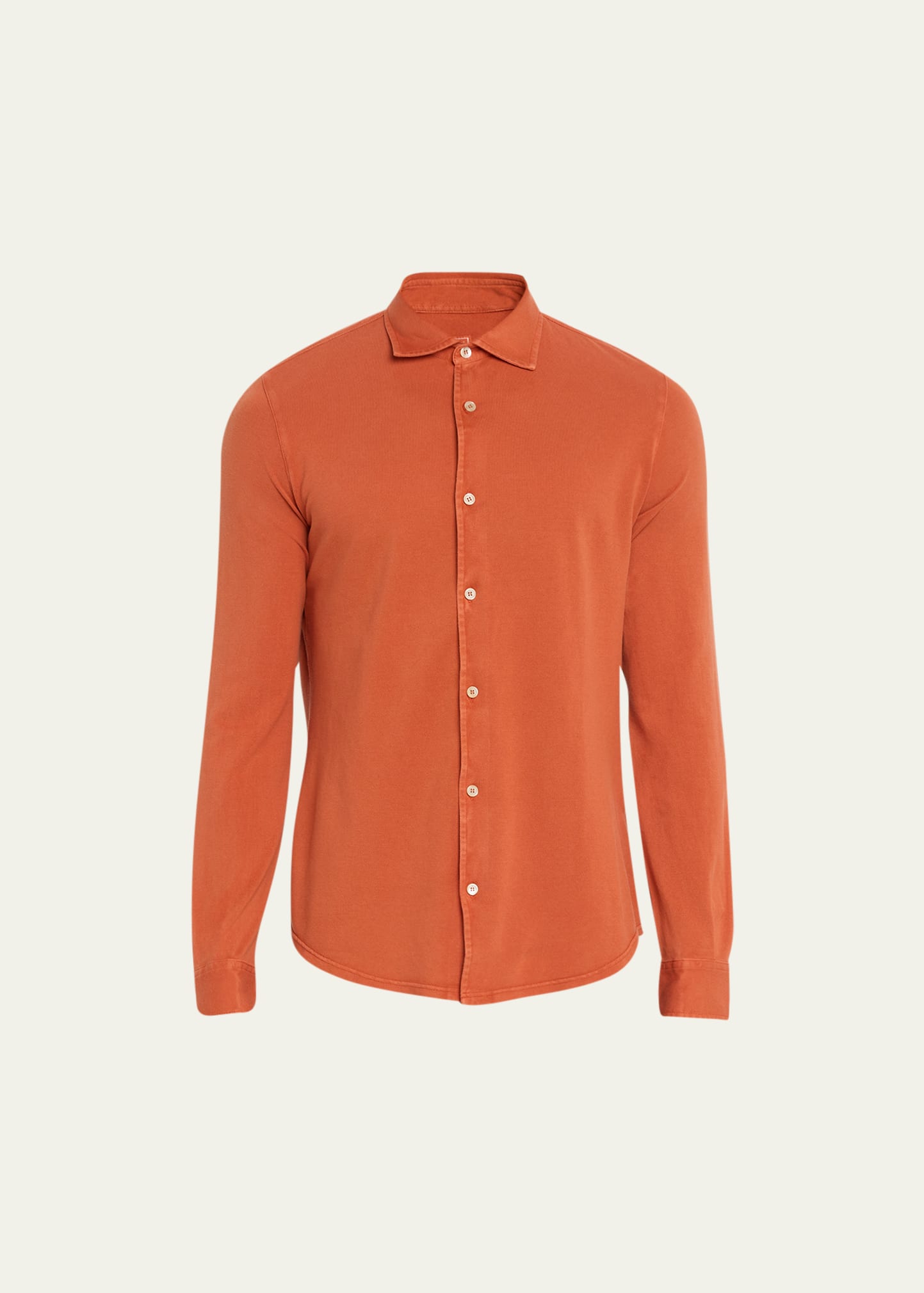 Fedeli Men's Cotton Pique Sport Shirt In Orange